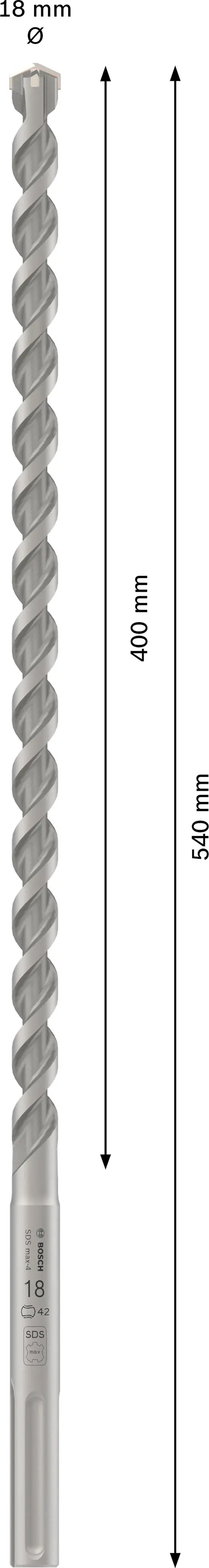 Bosch PRO Hammerbohrer SDS max-4 18 x 400 x 540 mm