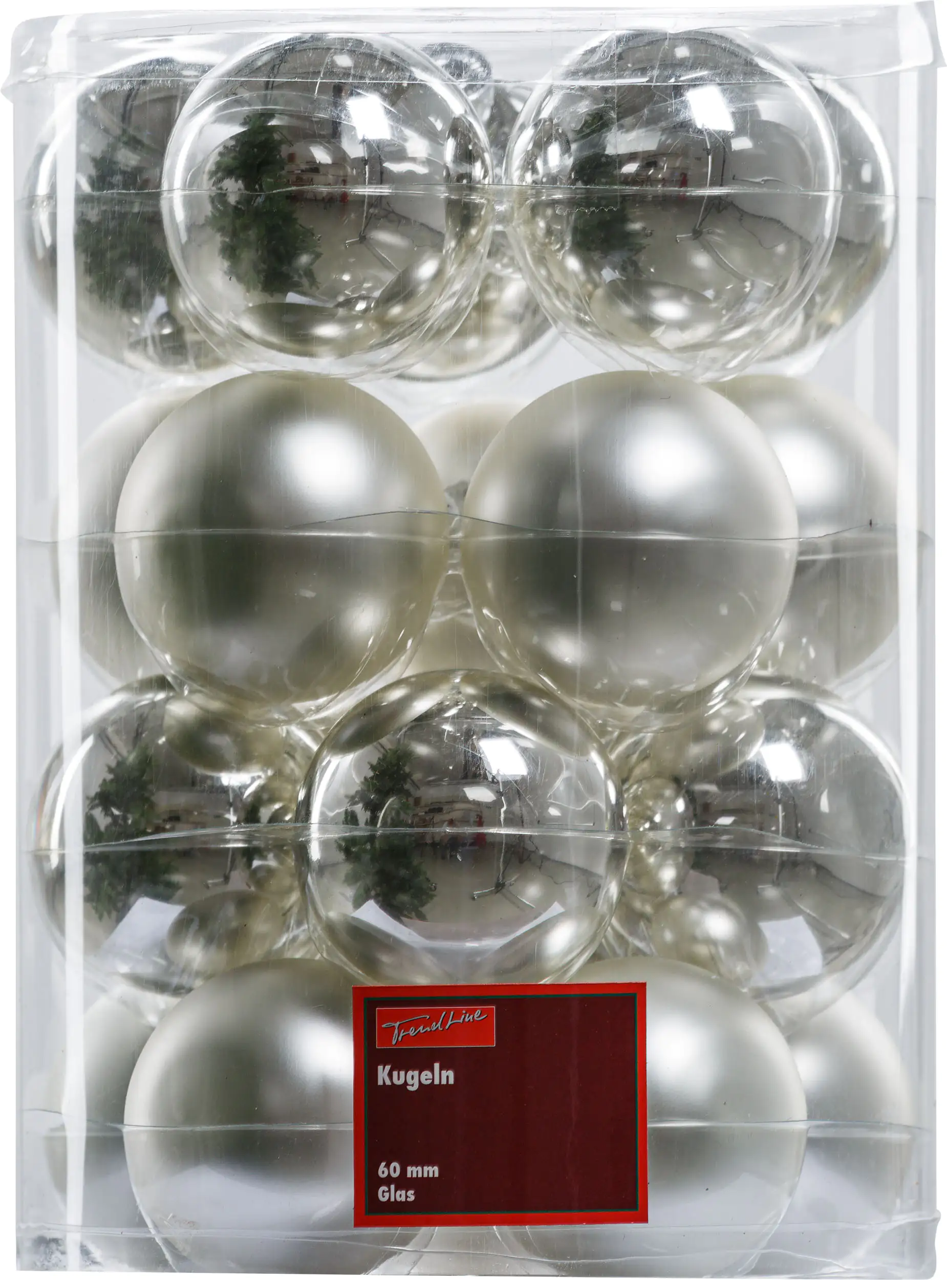 2076601538974_01 TrendLine Weihnachtskugeln aus Glas Ø 6 cm silber 20 Stück