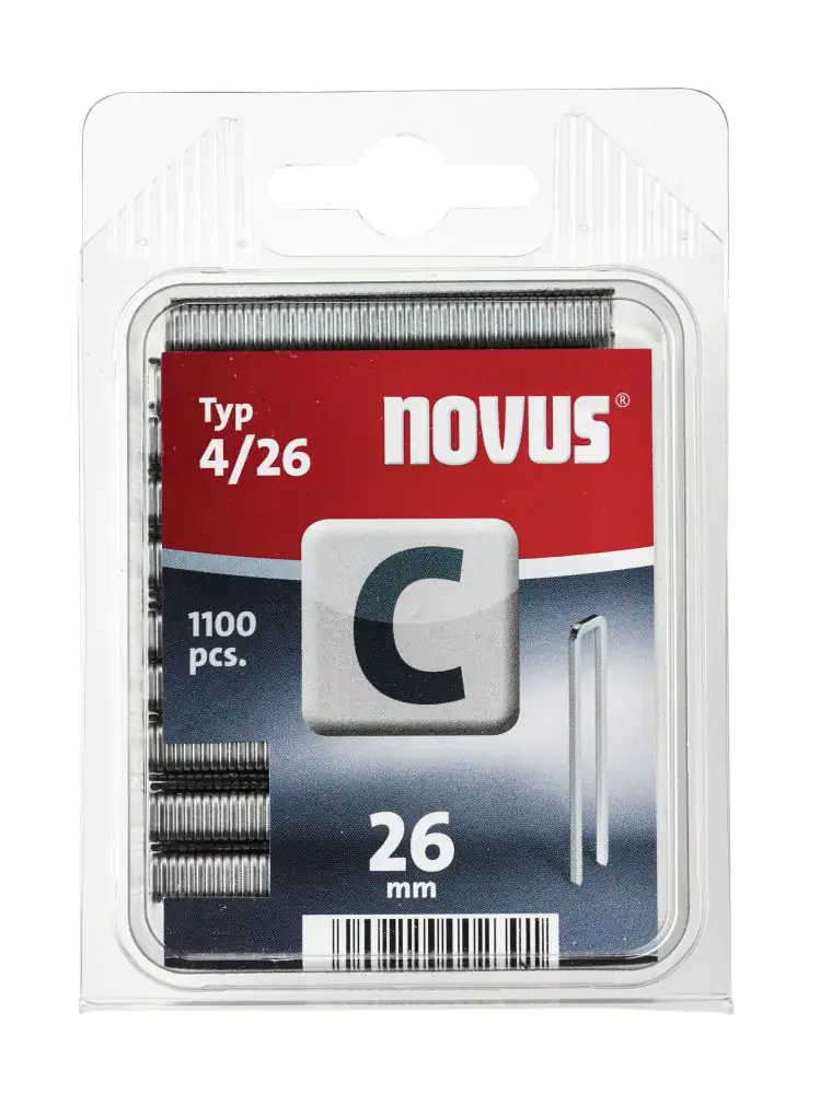 Novus Tackerklammer Typ C 4 26 mm 1100 Stück Schmalrückenklammer Novus Tackerklammer Typ C 4 26 mm 1100 Stück Schmalrückenklammer