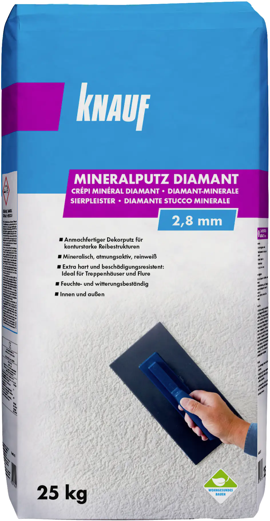 Knauf Mineralputz Diamant 25 kg 2,8 mm Körnung reinweiß