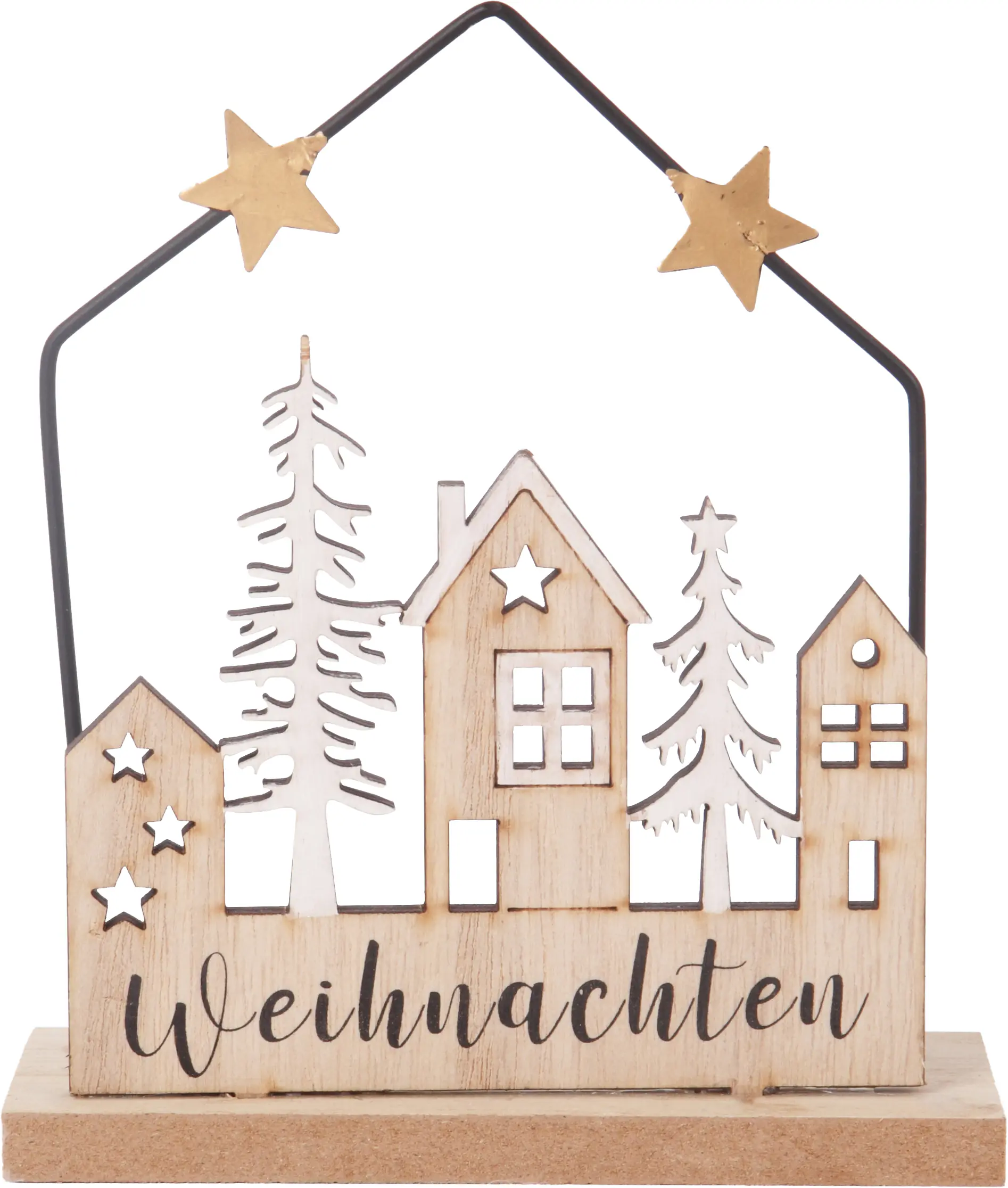 Dekoaufsteller Haus Weihnachten Holz 15 x 13 cm natur