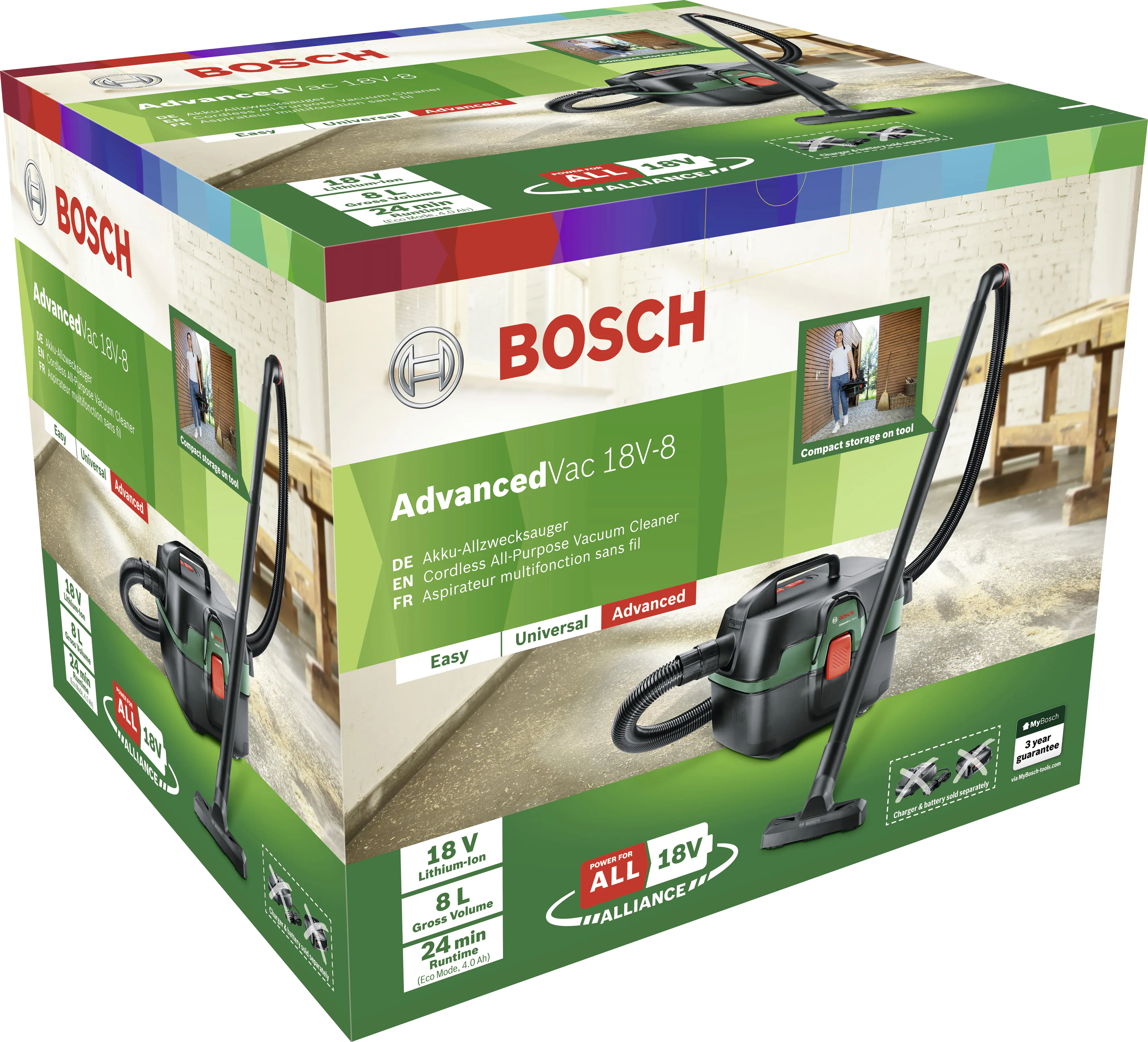 Bosch Nass- & Trockensauger AdvancedVac 18V-8 18V 4,0 Ah Solo Bosch Nass- & Trockensauger AdvancedVac 18V-8 18V 4,0 Ah Solo