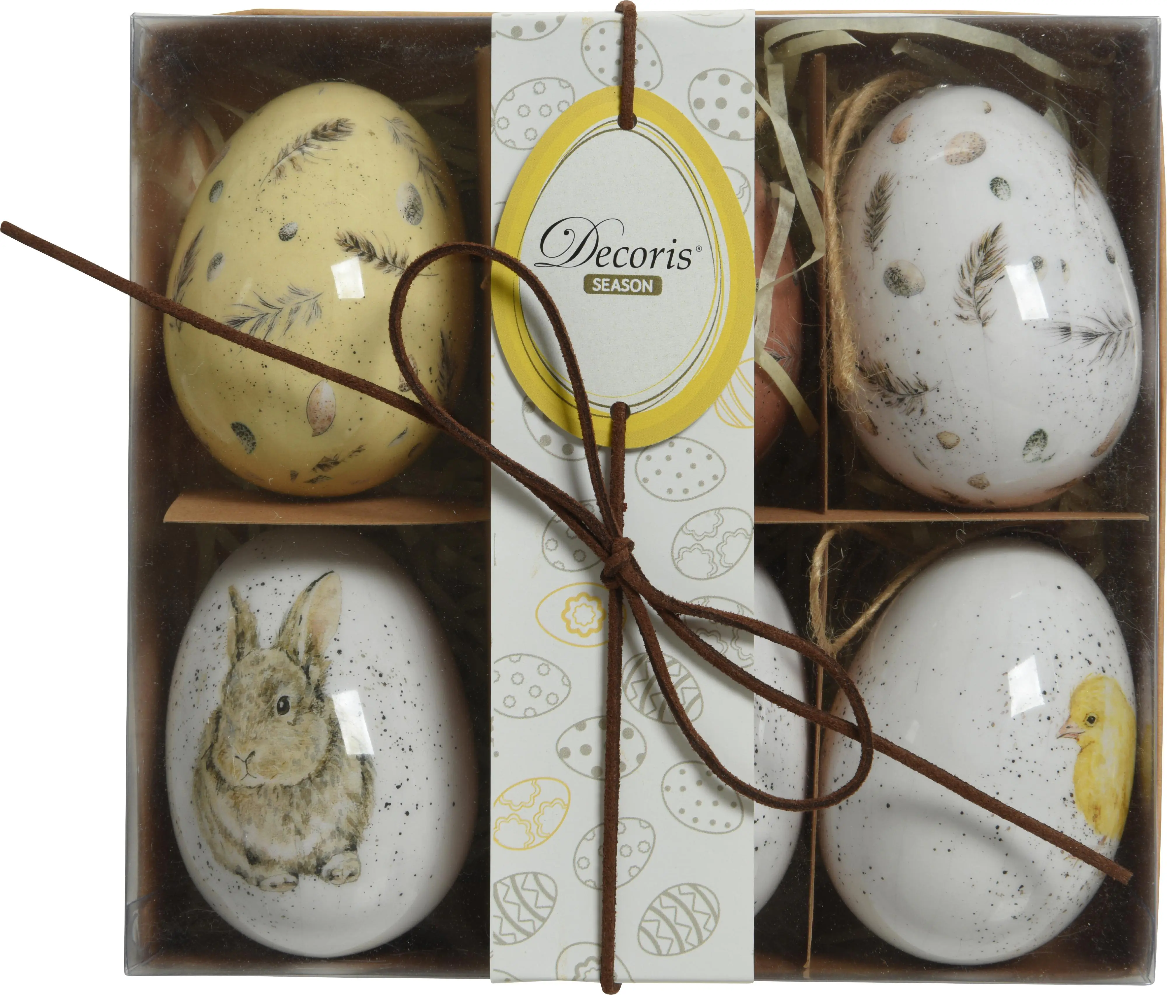 Kaemingk Deko Ei Ostern mit Jutehänger Polyresin 6er Set