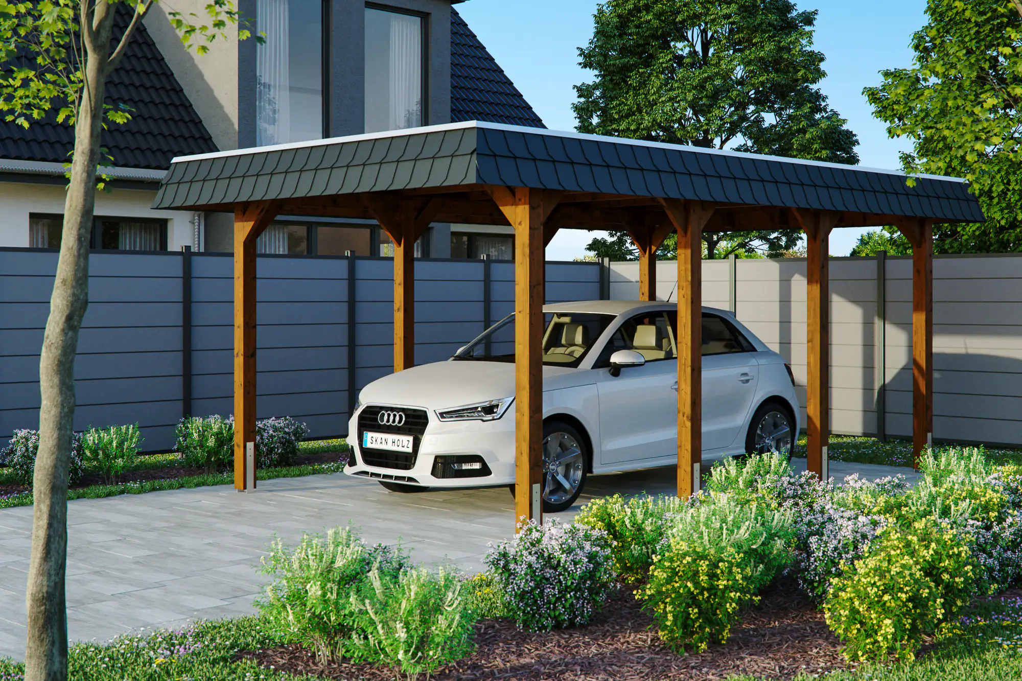 4018211033935 SKAN HOLZ Carport Spreewald 345 x 589 cm mit EPDM-Dach