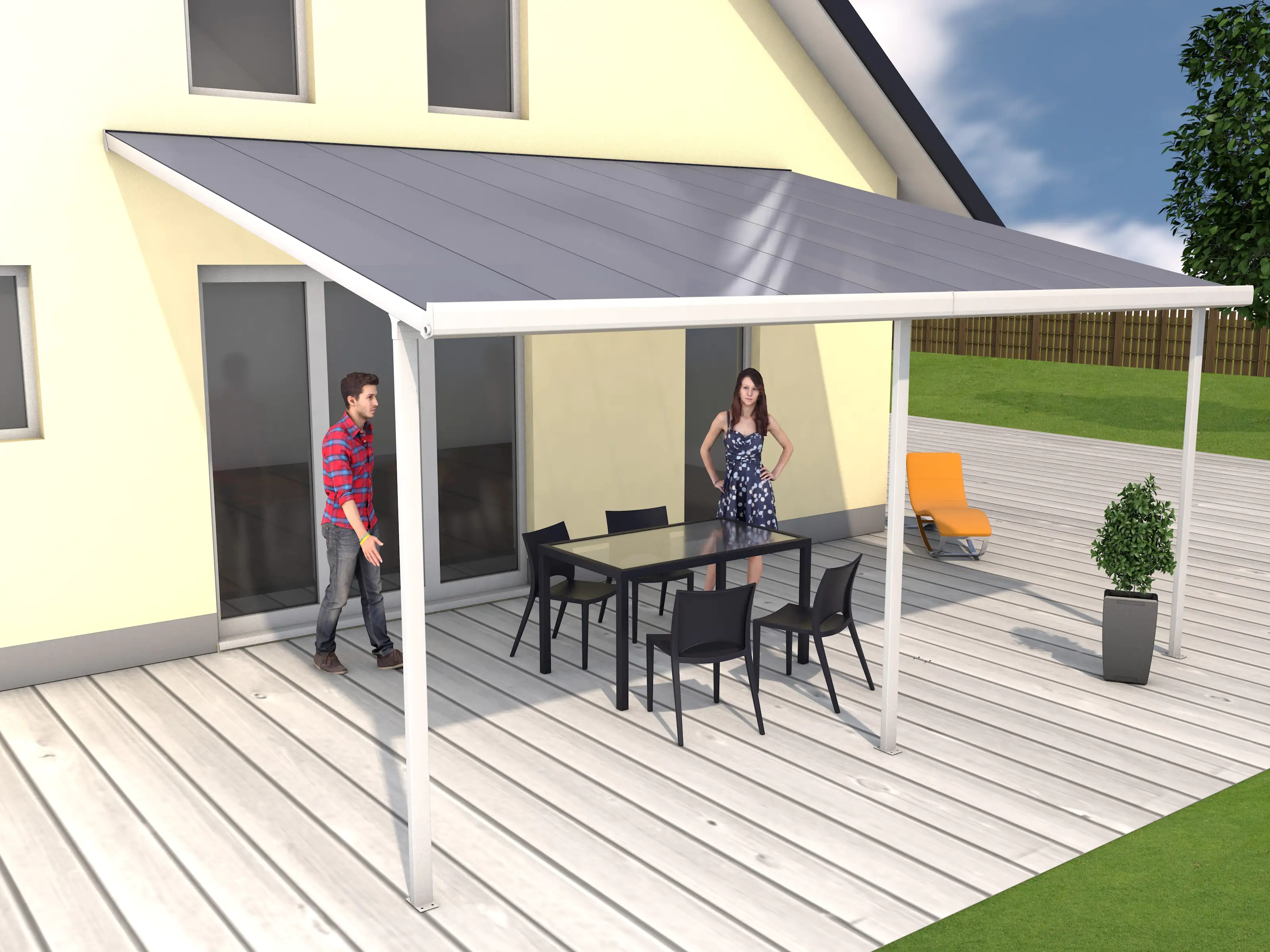 Gutta Terrassenüberdachung Basic 546x406cm weiß