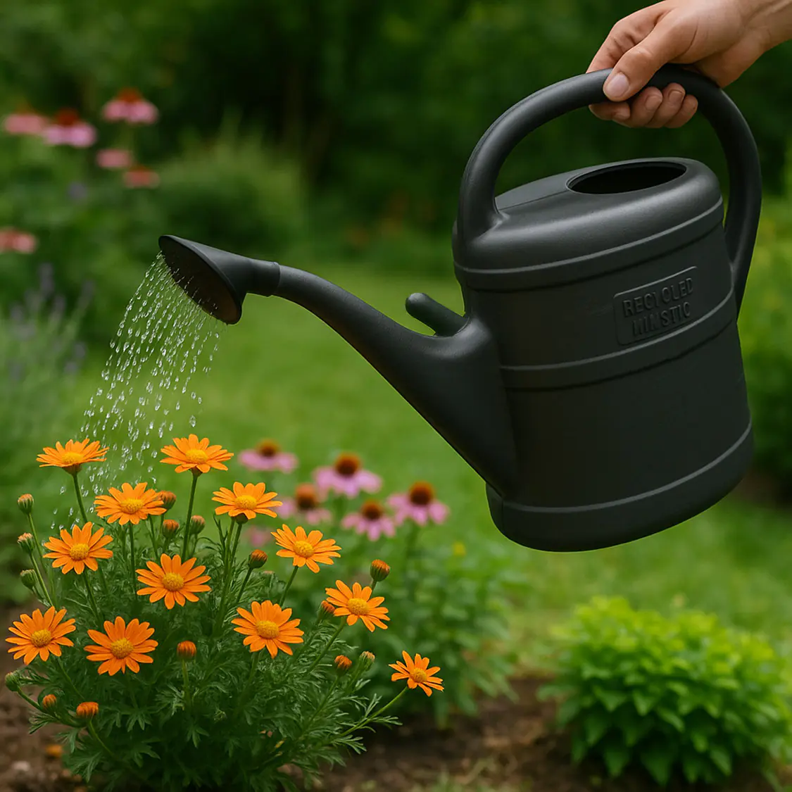 Geli Gießkanne 10 L mit Brause Kunststoff recycelt grau