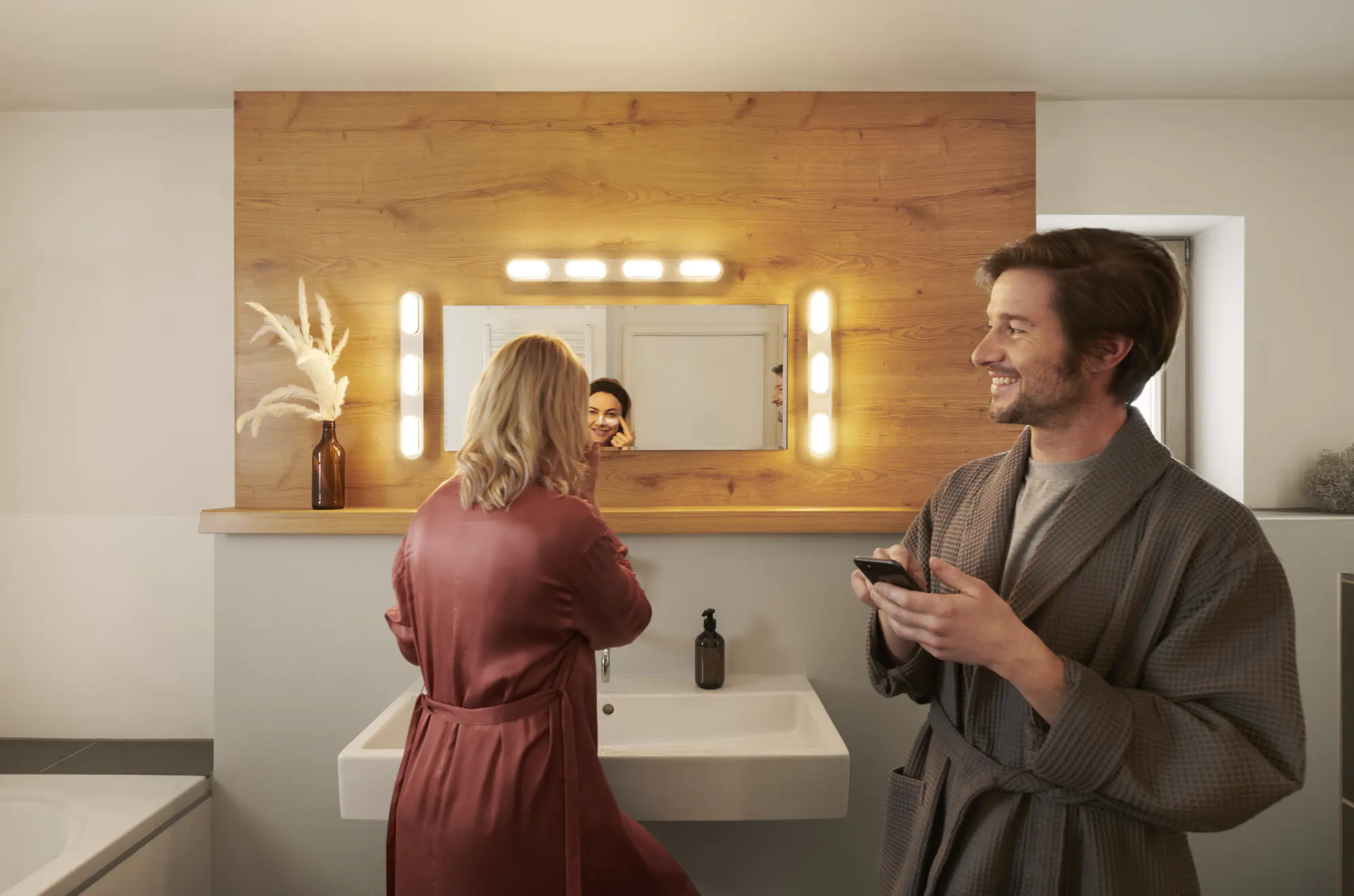 Ledvance Smart+ LED Badleuchte Orbis Duplo silber 57,5 x 6 cm 27 W dimmbar Ledvance Smart+ LED Badleuchte Orbis Duplo silber 57,5 x 6 cm 27 W dimmbar