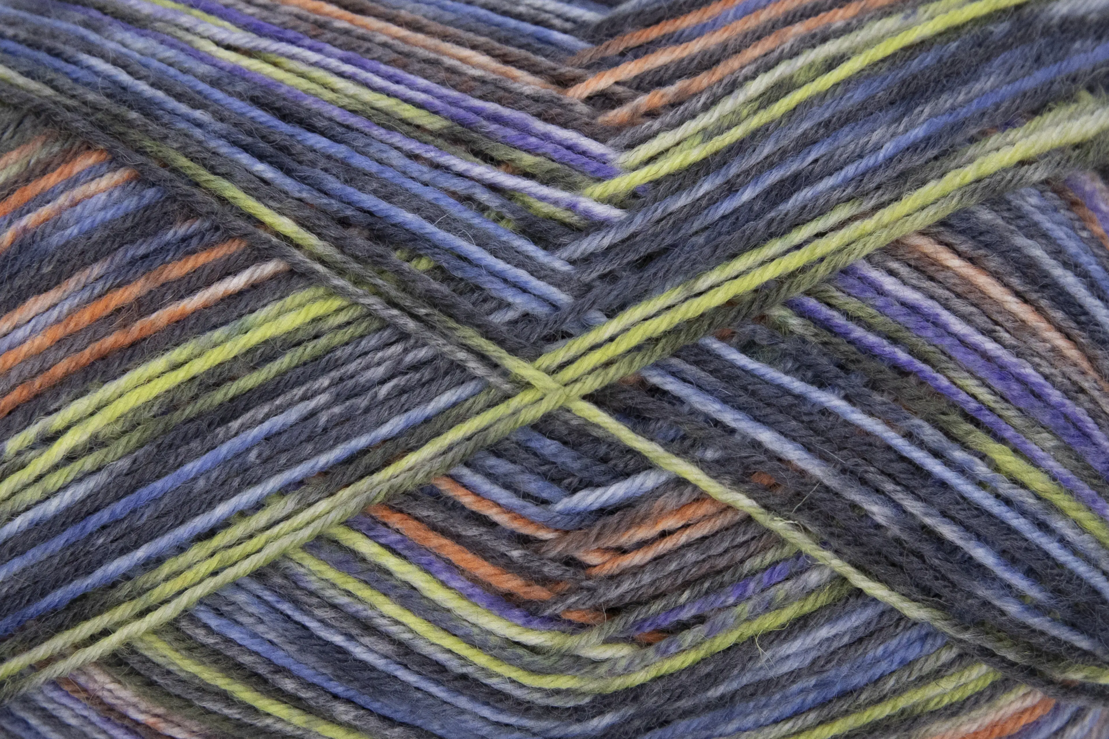 Gründl Sockenwolle Hot Socks 100 g 4-fach, limette-lachsorange-schwarzgrau-violettblau