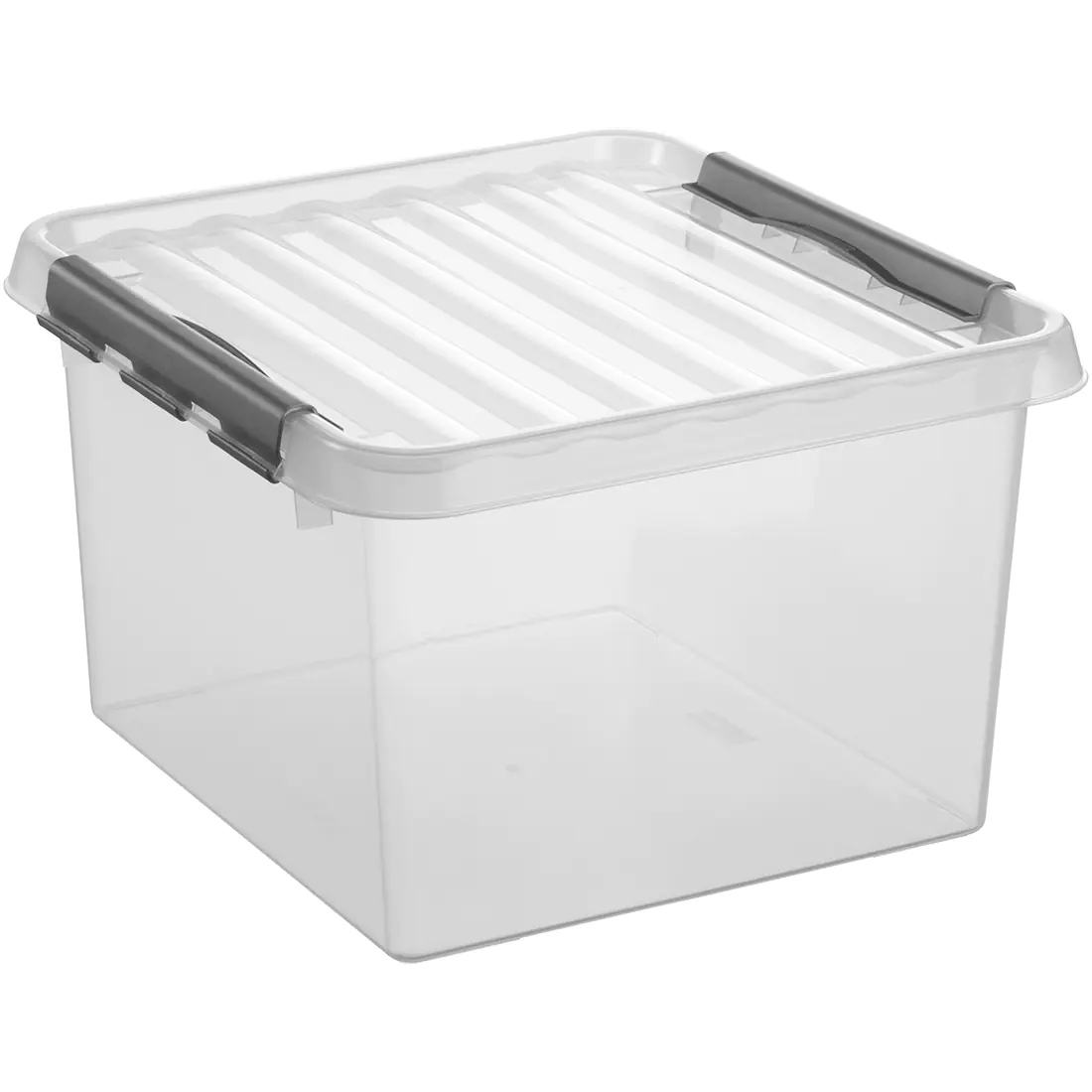 Sunware Aufbewahrungsbox Q-line 26L transparent metallfarbig 40 x 40 x 26 cm Sunware Aufbewahrungsbox Q-line 26L transparent metallfarbig 40 x 40 x 26 cm