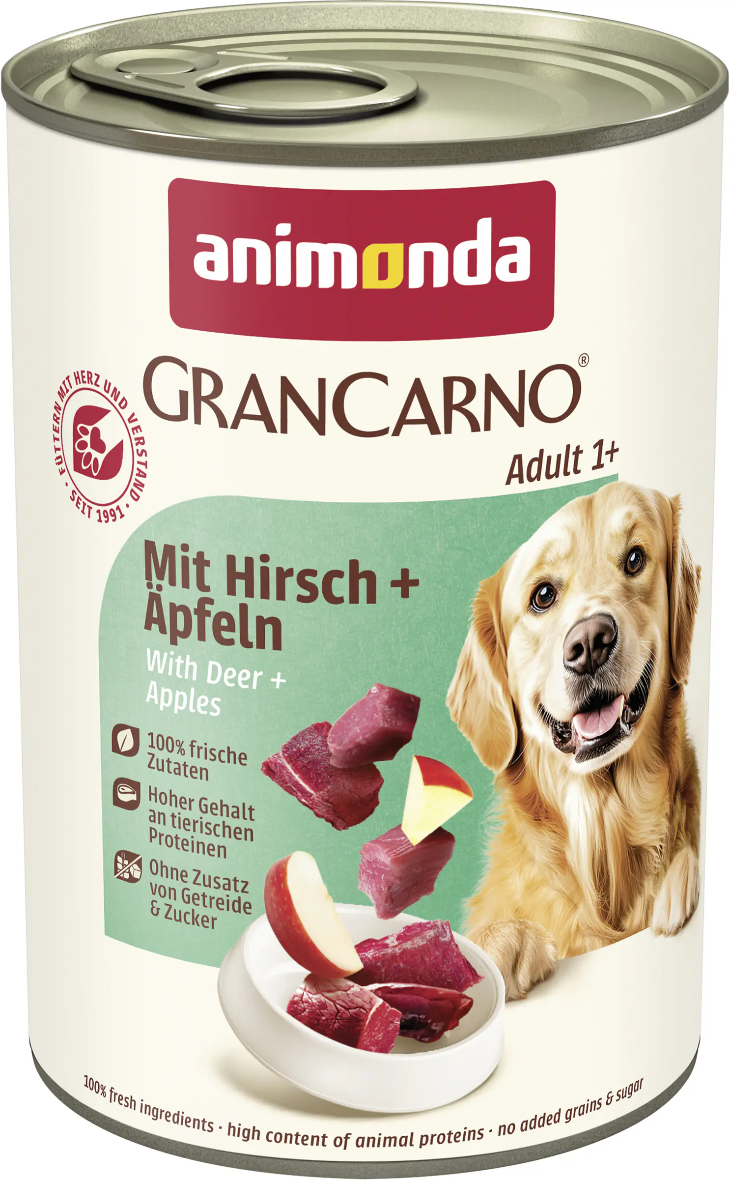 Animonda GranCarno Hundenassfutter Adult getreidefrei 400 g Hirsch & Apfel