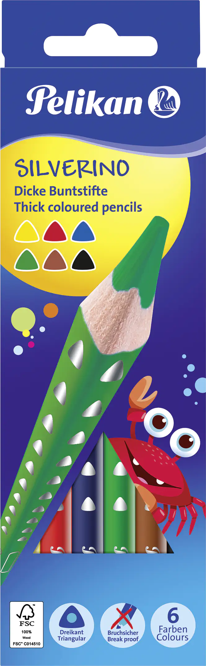 Pelikan Buntstifte Silverino 6er Set dreieckig dick