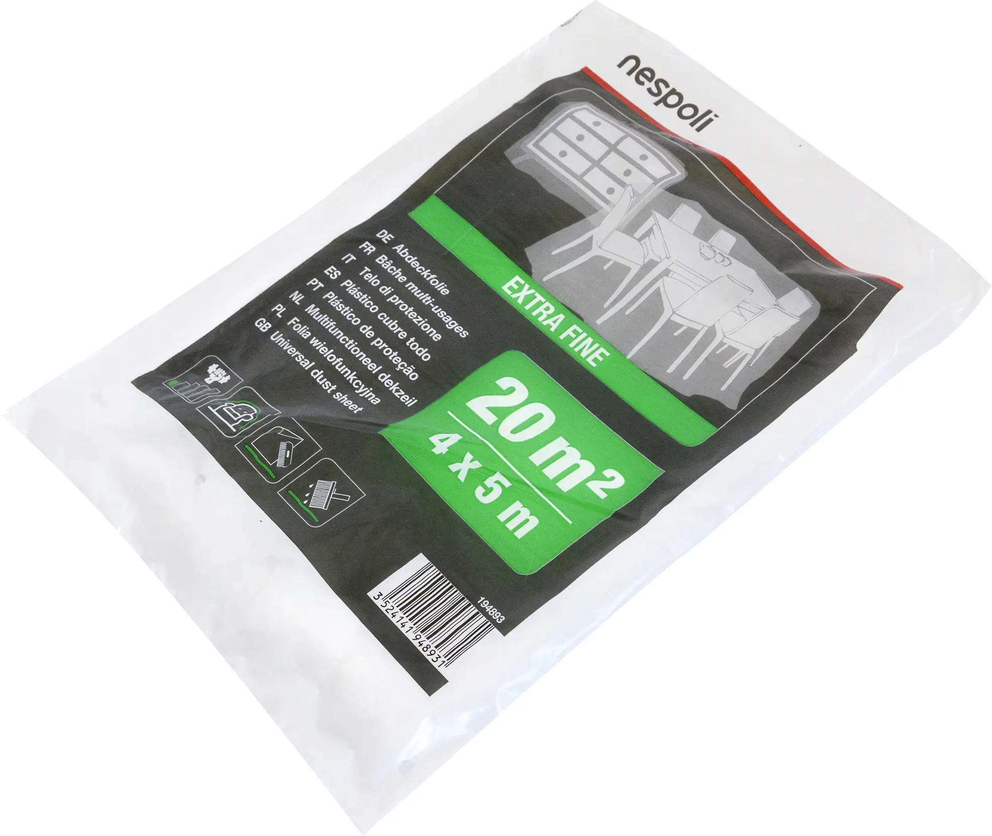 Nespoli Abdeckfolie, 5 x 4 m = 20 m² transparent