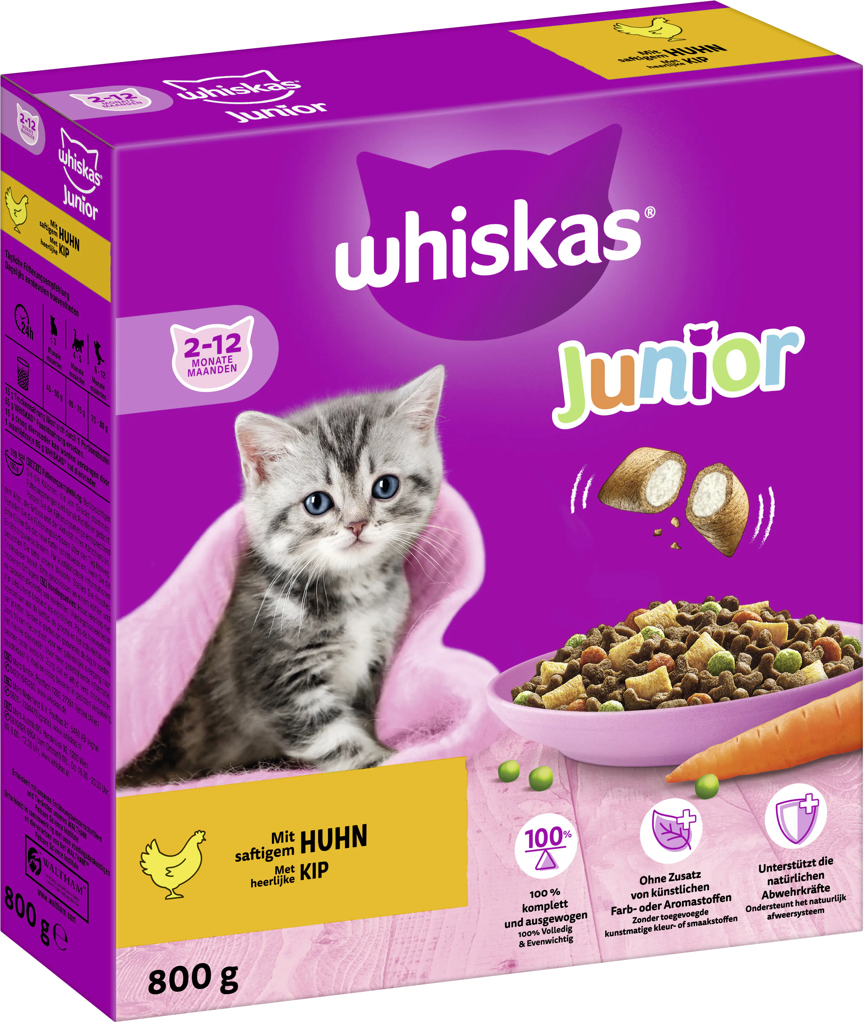 Whiskas Trockenfutter Junior 2-12 Monate mit Huhn 800 g