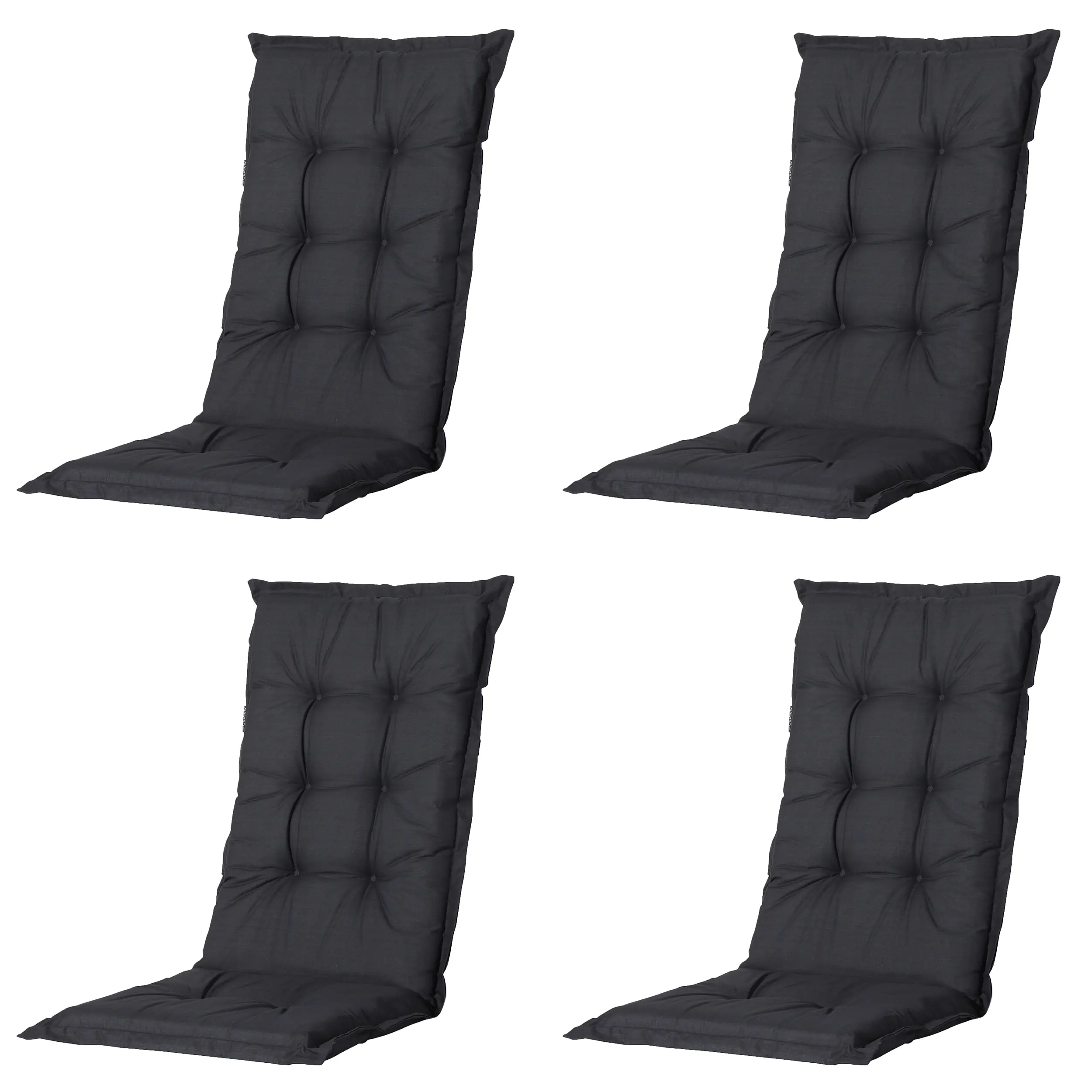 Madison Hochlehner-Auflage Basic schwarz 123 x 50 cm 4er-Set