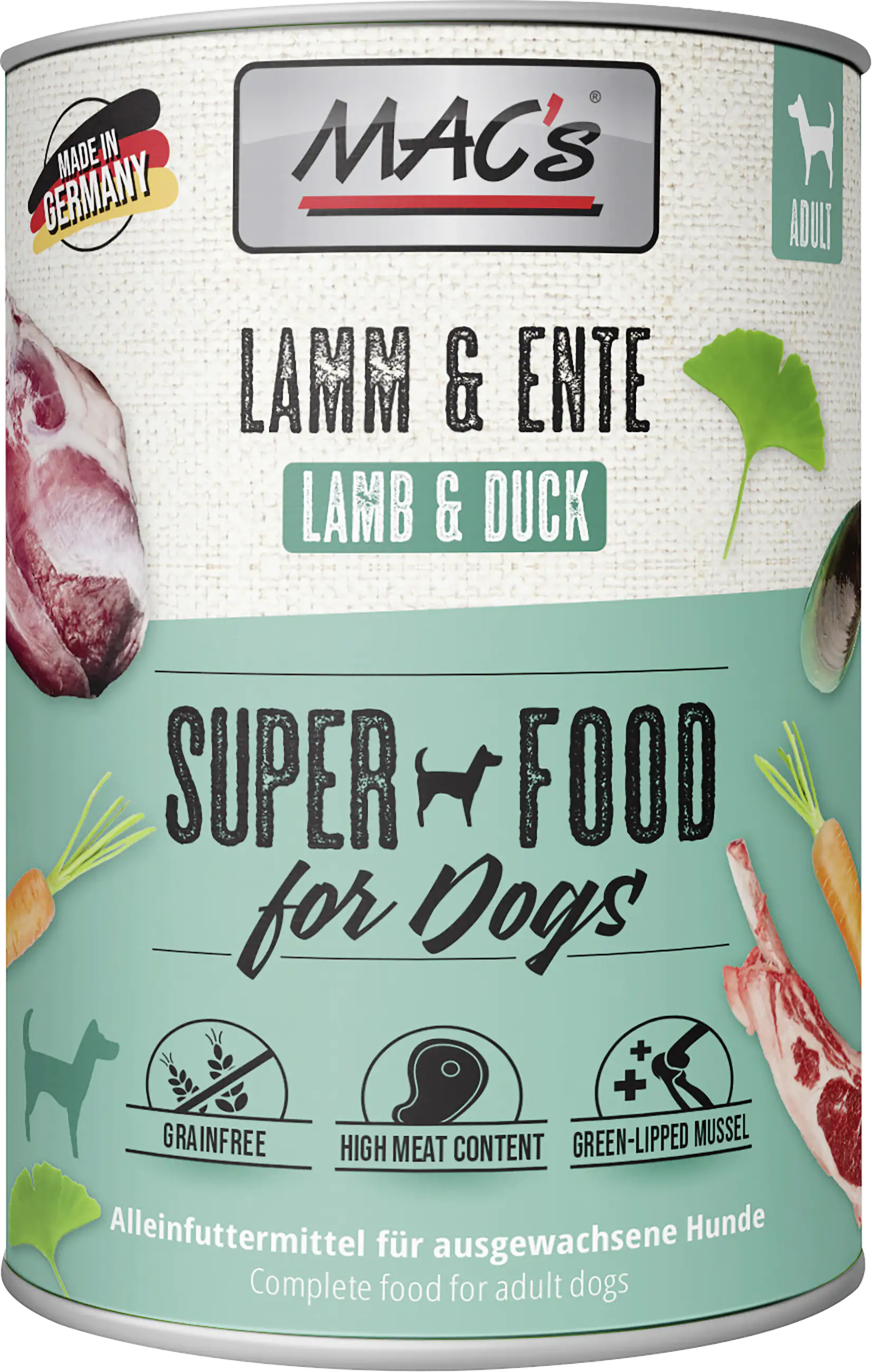 Macs Dog Hundenassfutter Adult getreidefrei 400 g Lamm & Ente Macs Dog Hundenassfutter Adult getreidefrei 400 g Lamm & Ente
