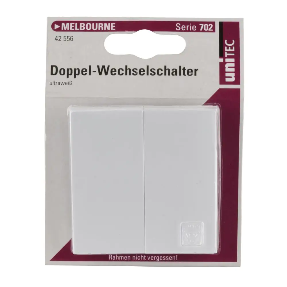 Unitec Doppel-Wechselschalter mit Wippe ultraweiß, Serie Melbourne