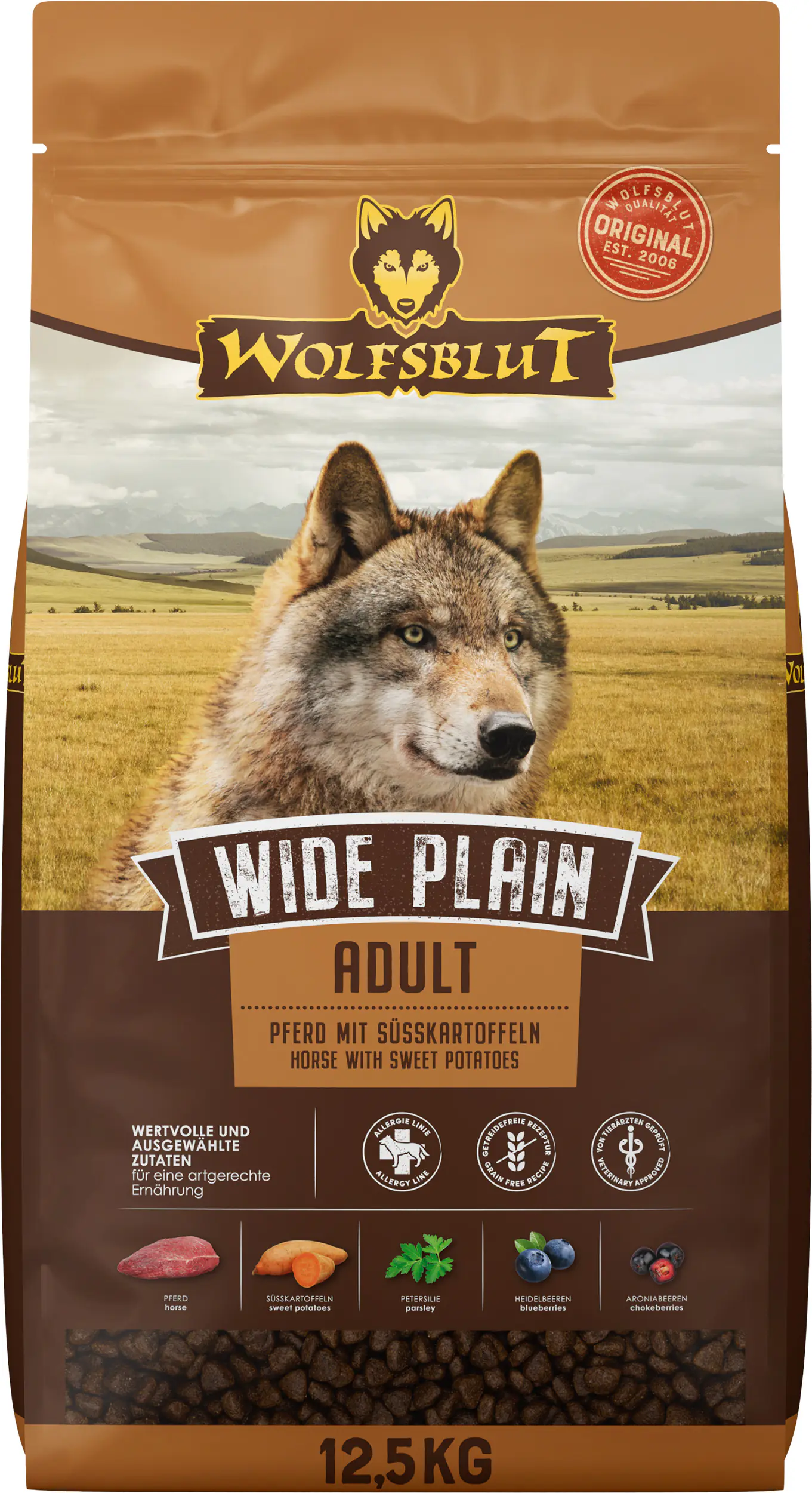Wolfsblut Wide Plain Hundetrockenfutter Adult getreidefrei 12,5 kg Pferd