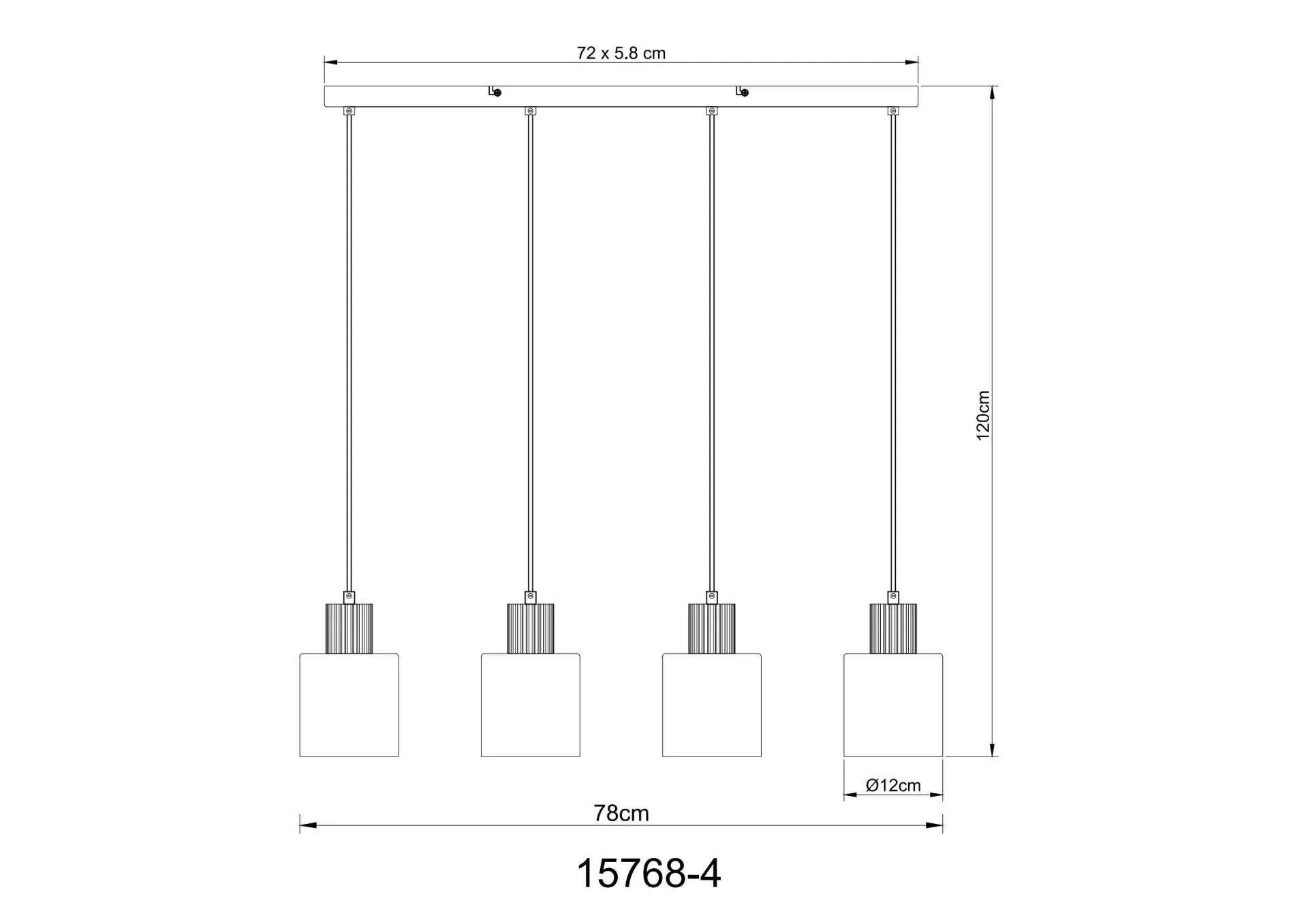 Globo Hängeleuchte Aleidis 78 x 120 cm schwarz matt