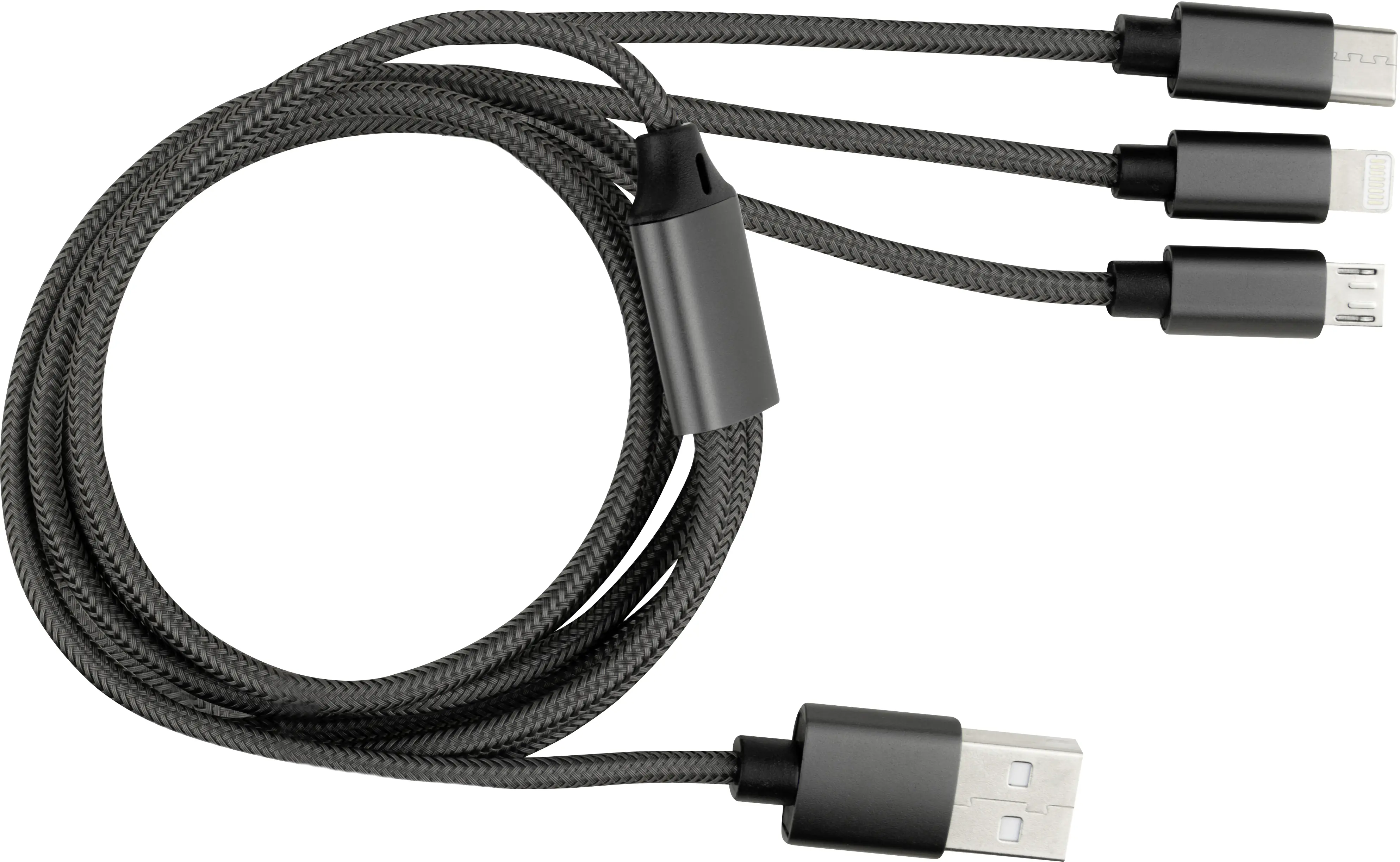 REV USB-Ladekabel 3in1 anthrazit, Apple Lightning, Micro-USB, USB-C