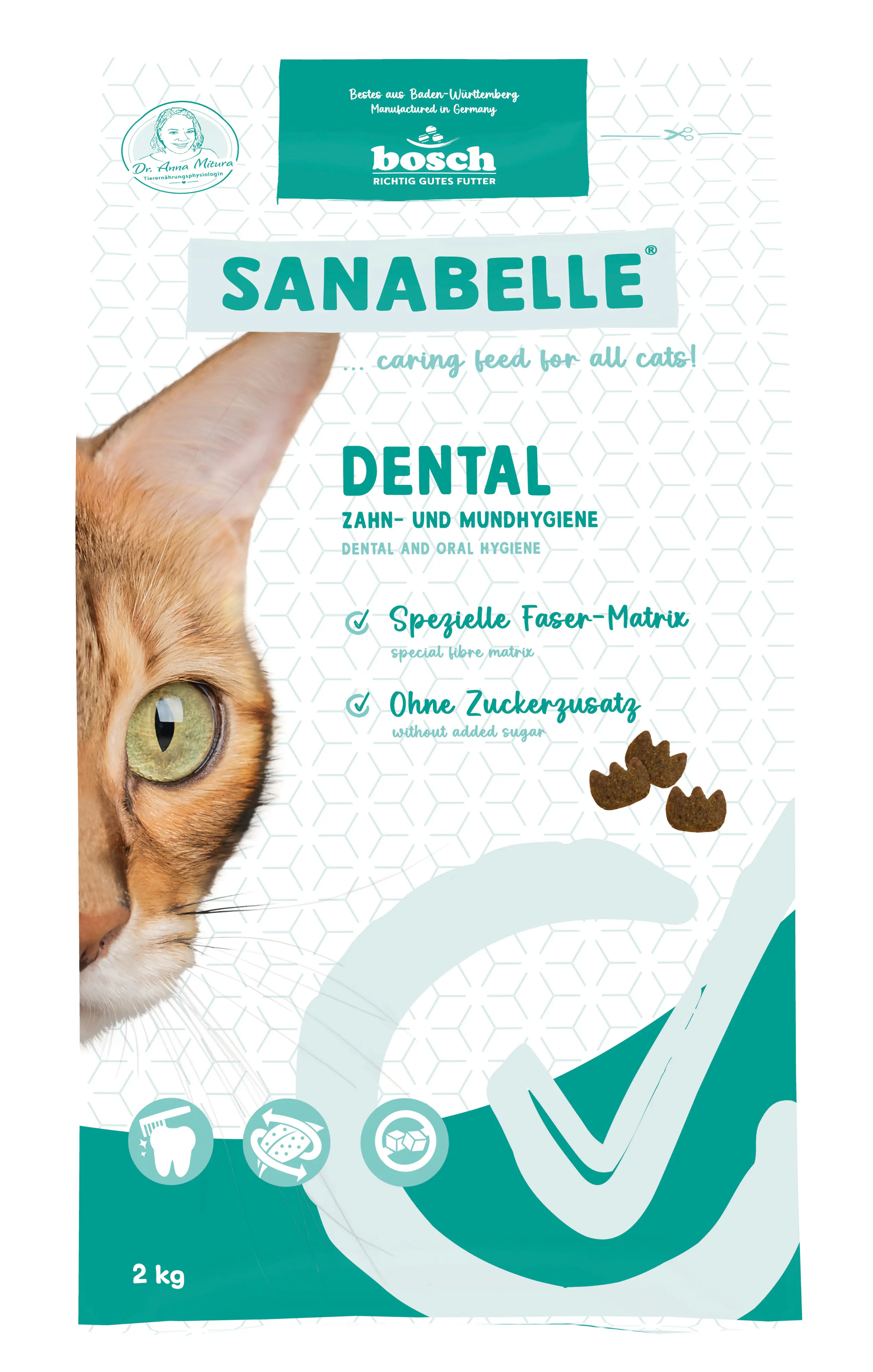 Sanabelle Katzentrockenfutter Adult Dental mit Geflügel unterstützt die Mundhygiene 2 kg