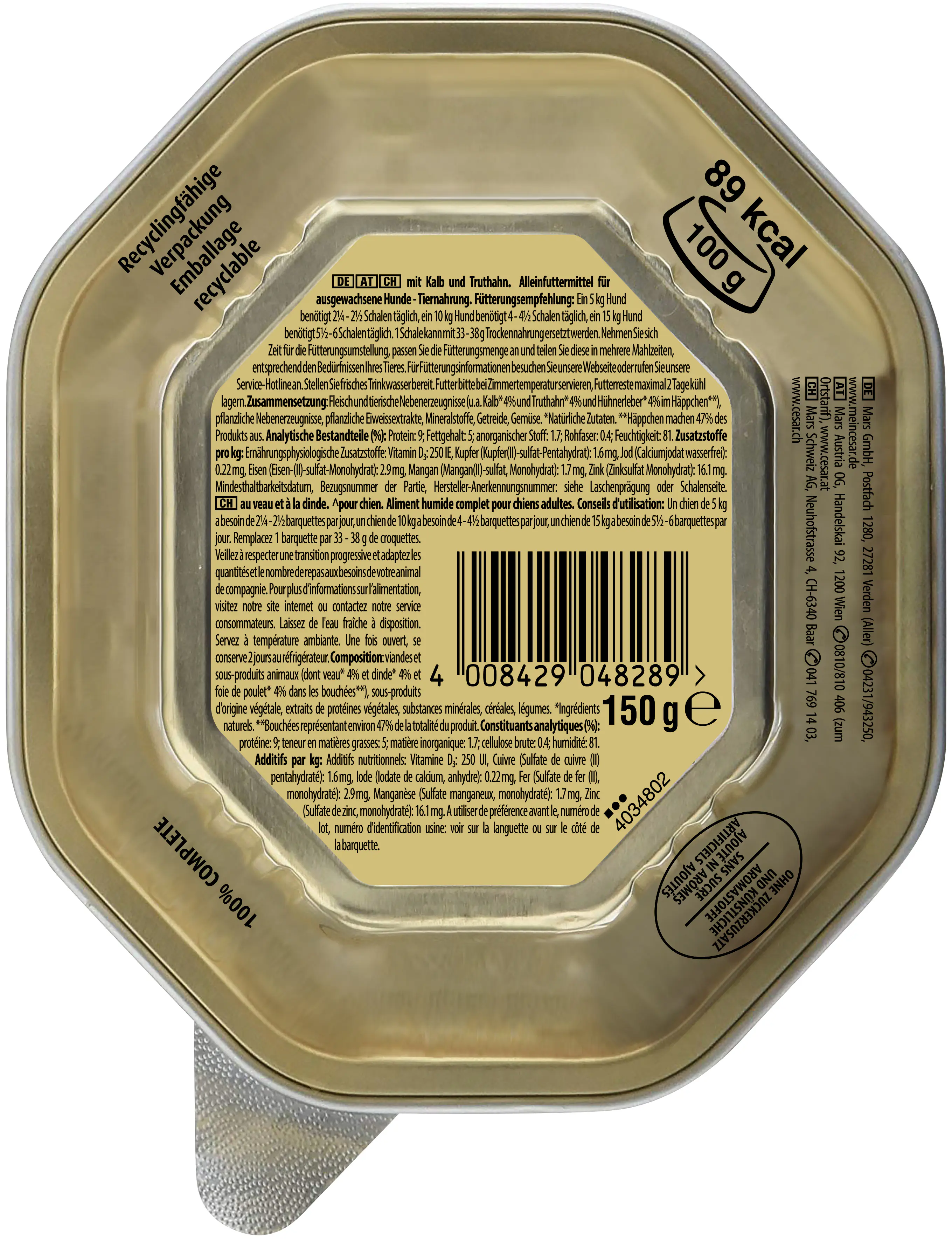 Cesar Hundenassfutter Landragout Adult 150 g Kalb & Truthahn