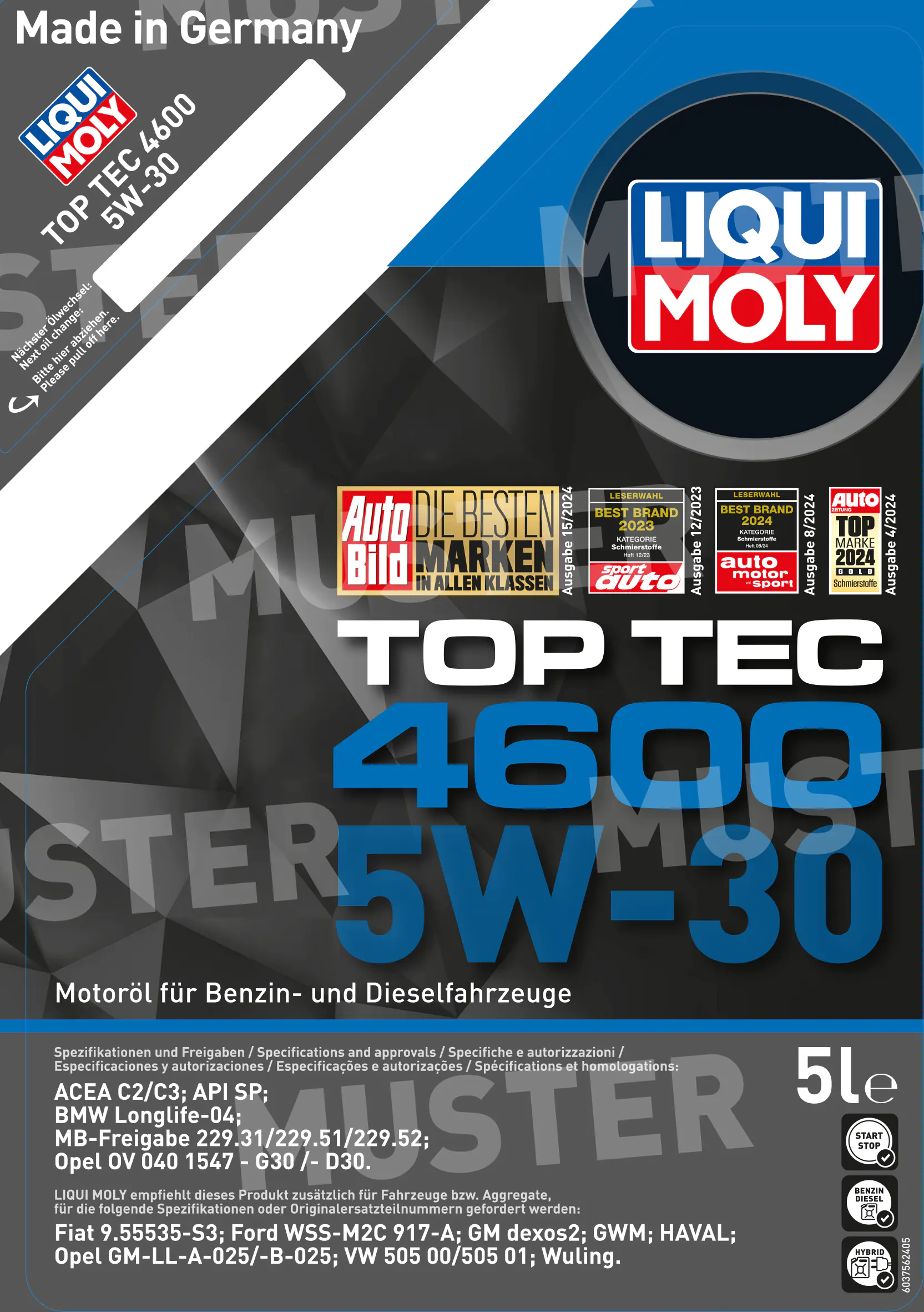 Liqui Moly Motoröl Top Tec 4600 SAE 5W-30 5 L Liqui Moly Motoröl Top Tec 4600 SAE 5W-30 5 L