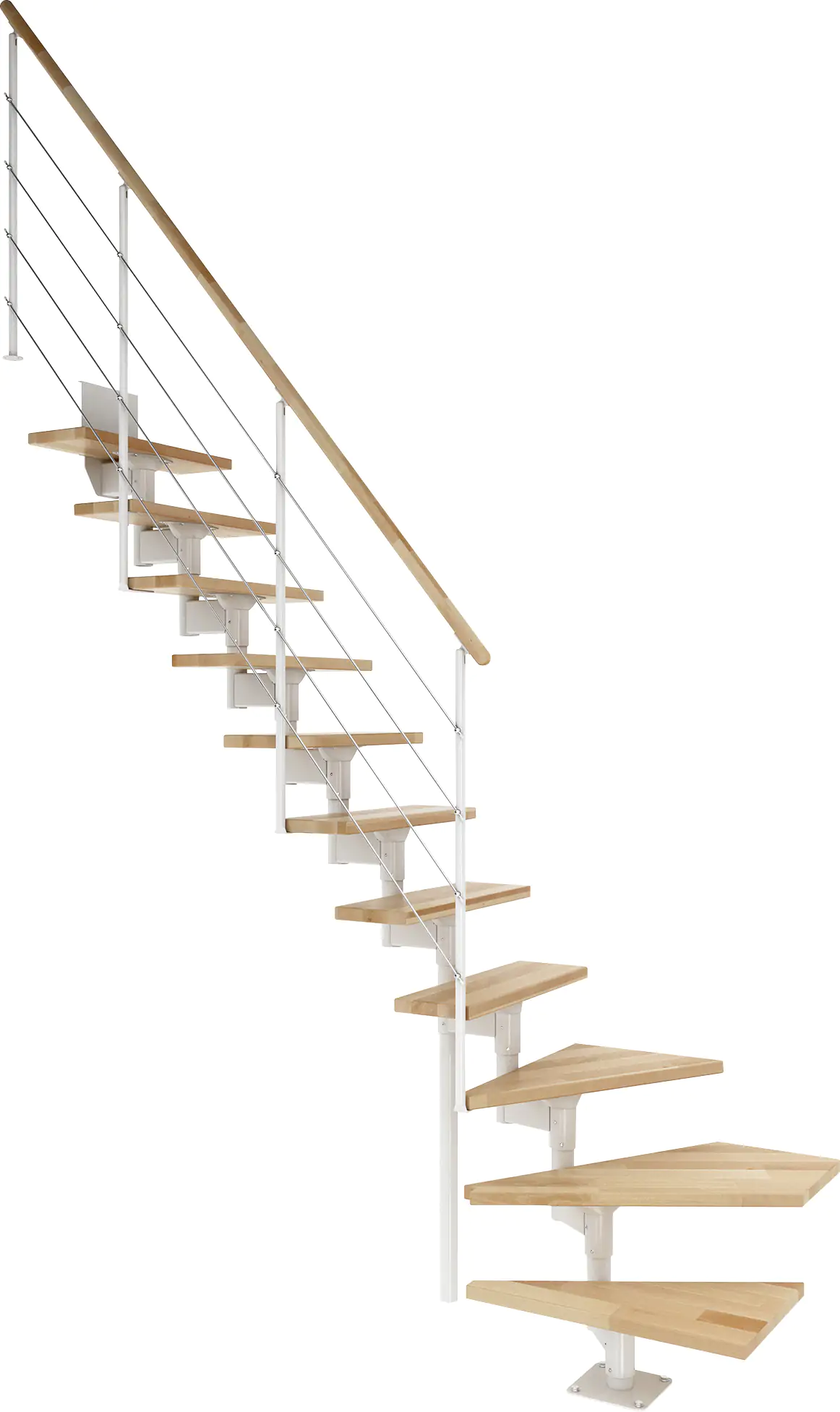 Dolle Mittelholmtreppe Boston 1/4gew. weiß 11 Stufen Buche