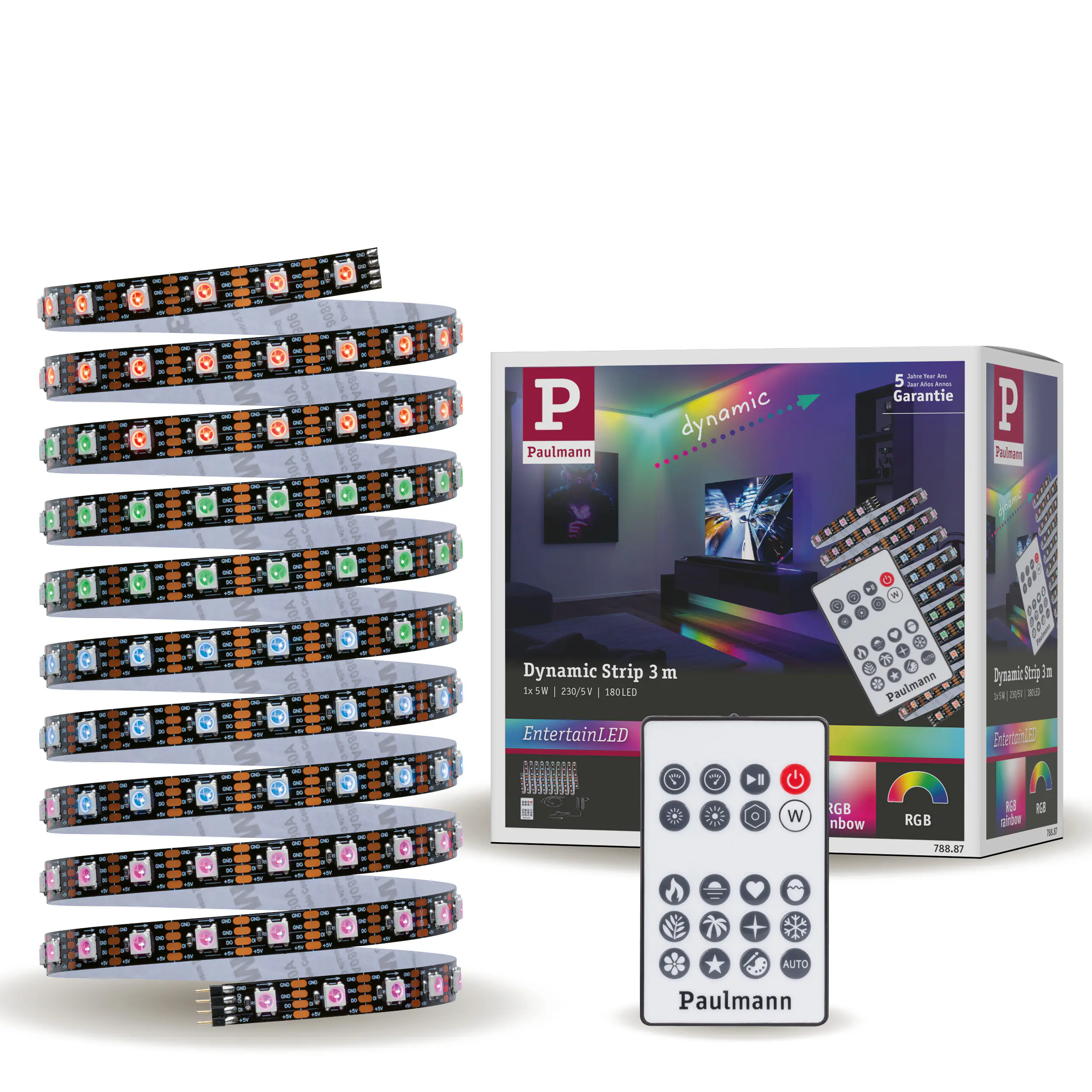 Paulmann Entertain LED Stripe Dynamic Rainbow Komplettset 3m RGB kürzbar