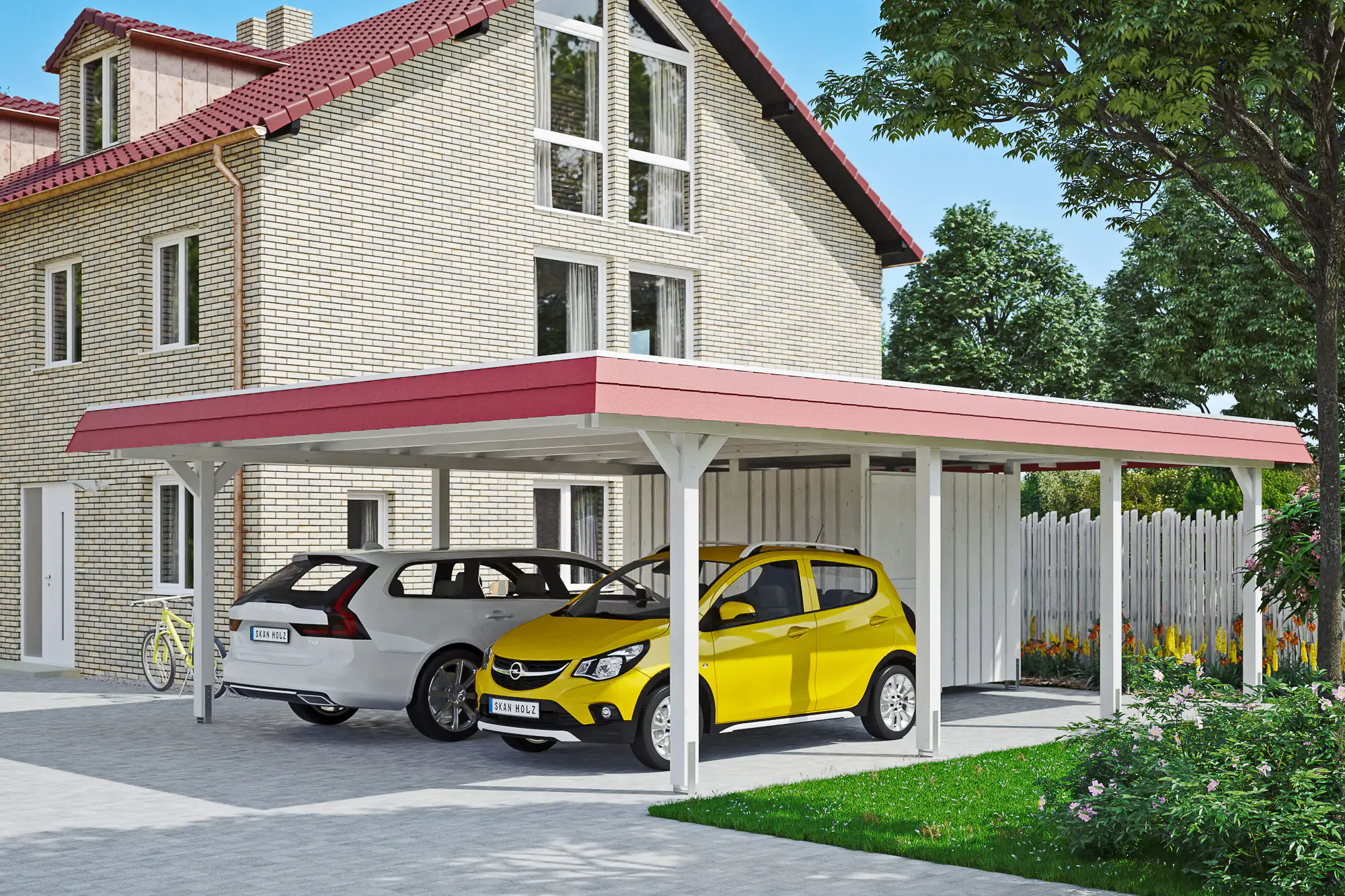 SKAN HOLZ Carport Wendland mit Abstellraum 630 x 879 cm mit Aluminiumdach