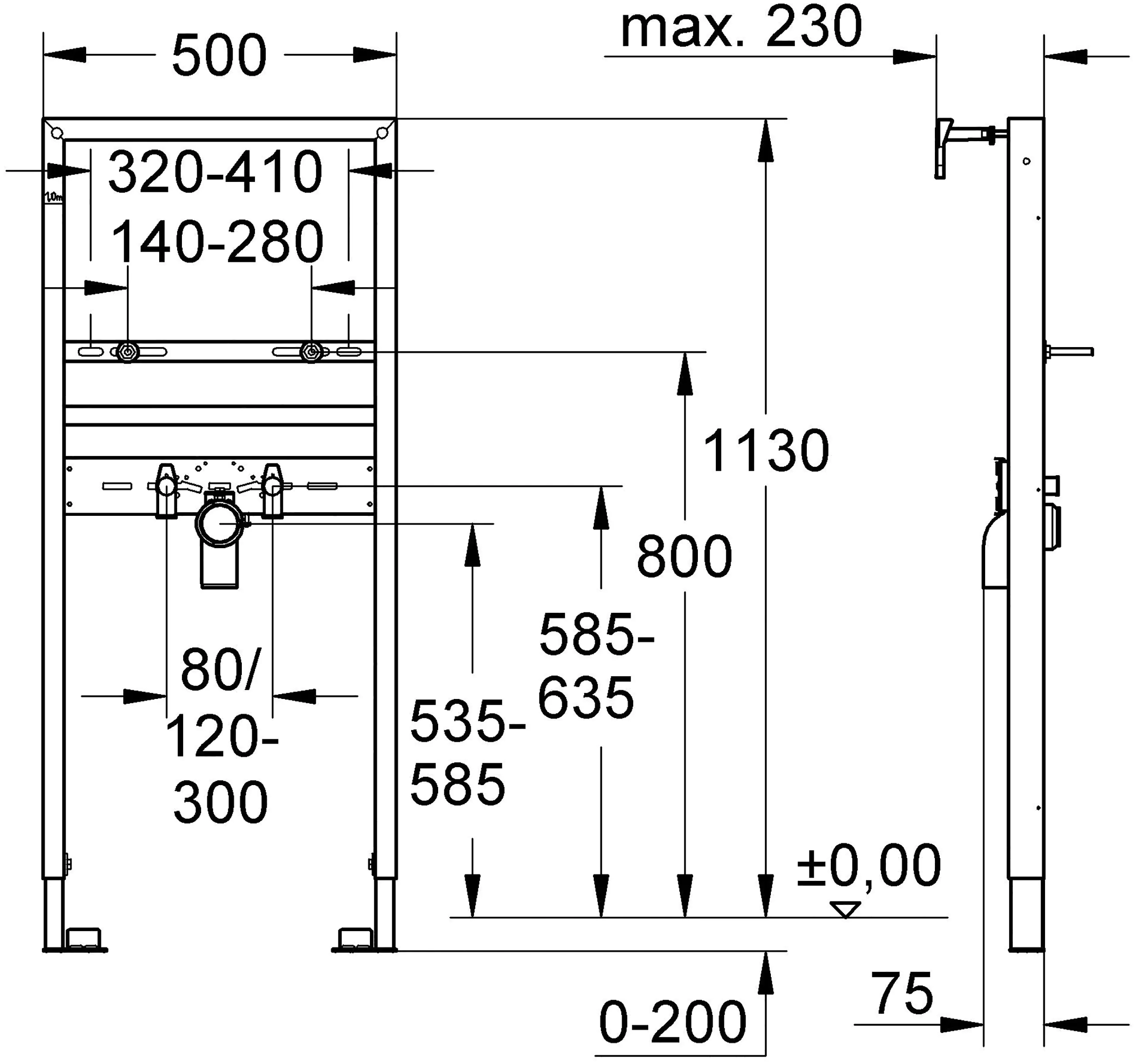 Grohe Solido für Waschtisch 50 x 113 cm chrom