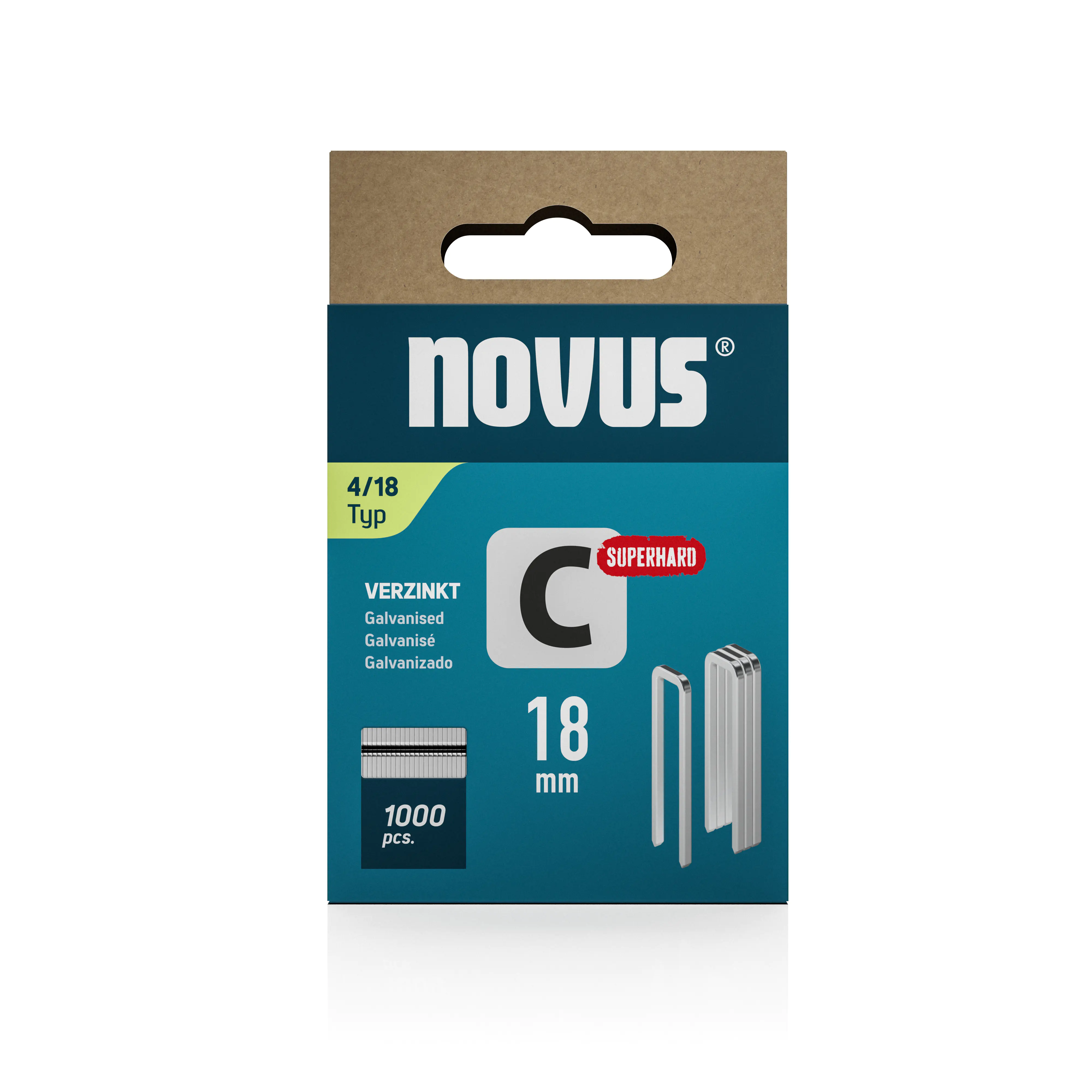 Novus Tackerklammer Typ 4 18 mm 1000 Stück Schmalrückenklammern Novus Tackerklammer Typ 4 18 mm 1000 Stück Schmalrückenklammern