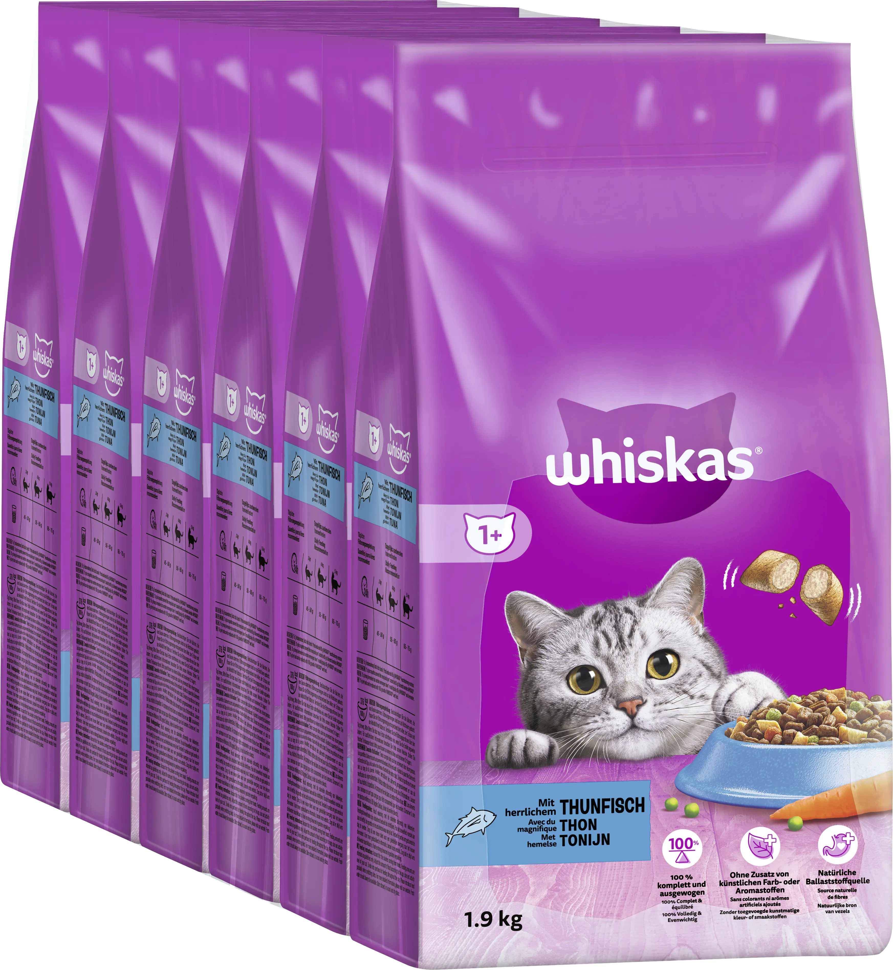 Whiskas Trockenfutter Adult 1+ mit Thunfisch 1,9 kg