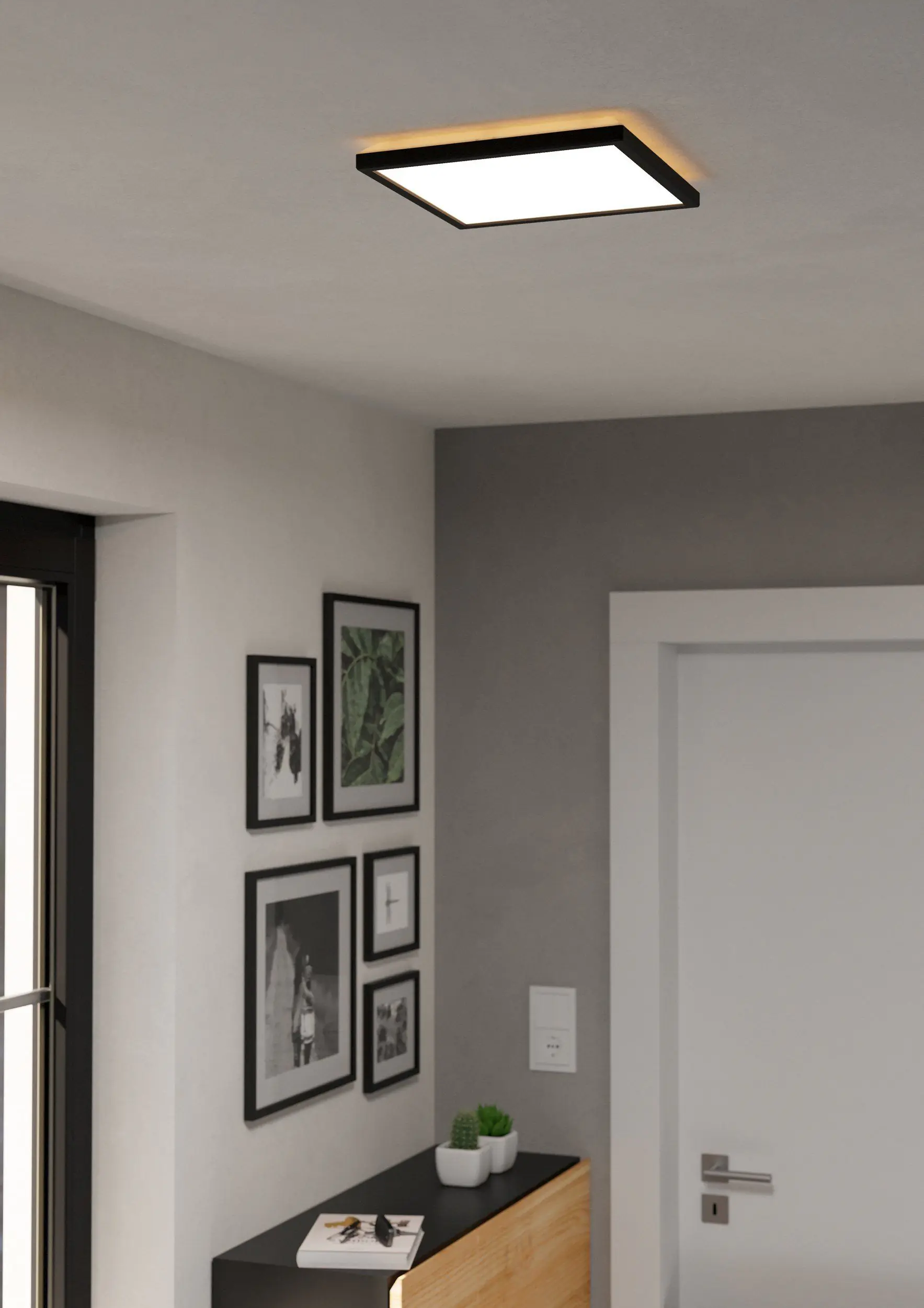 Eglo LED Deckenleuchte Rovito schwarz 29 x 29 cm warmweiß-kaltweiß