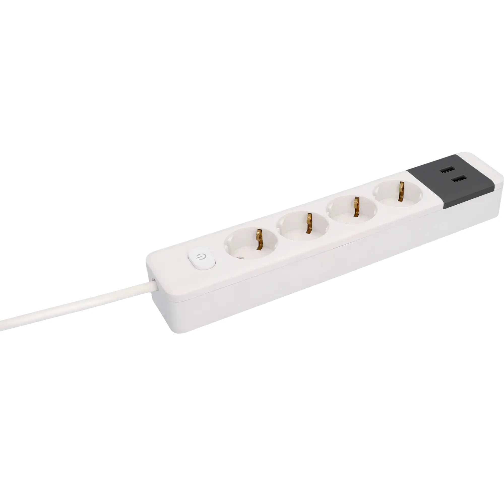 Unitec Tischsteckdose 4-fach, 2x USB 1,4 m mit Schalter, weiß/anthrazit