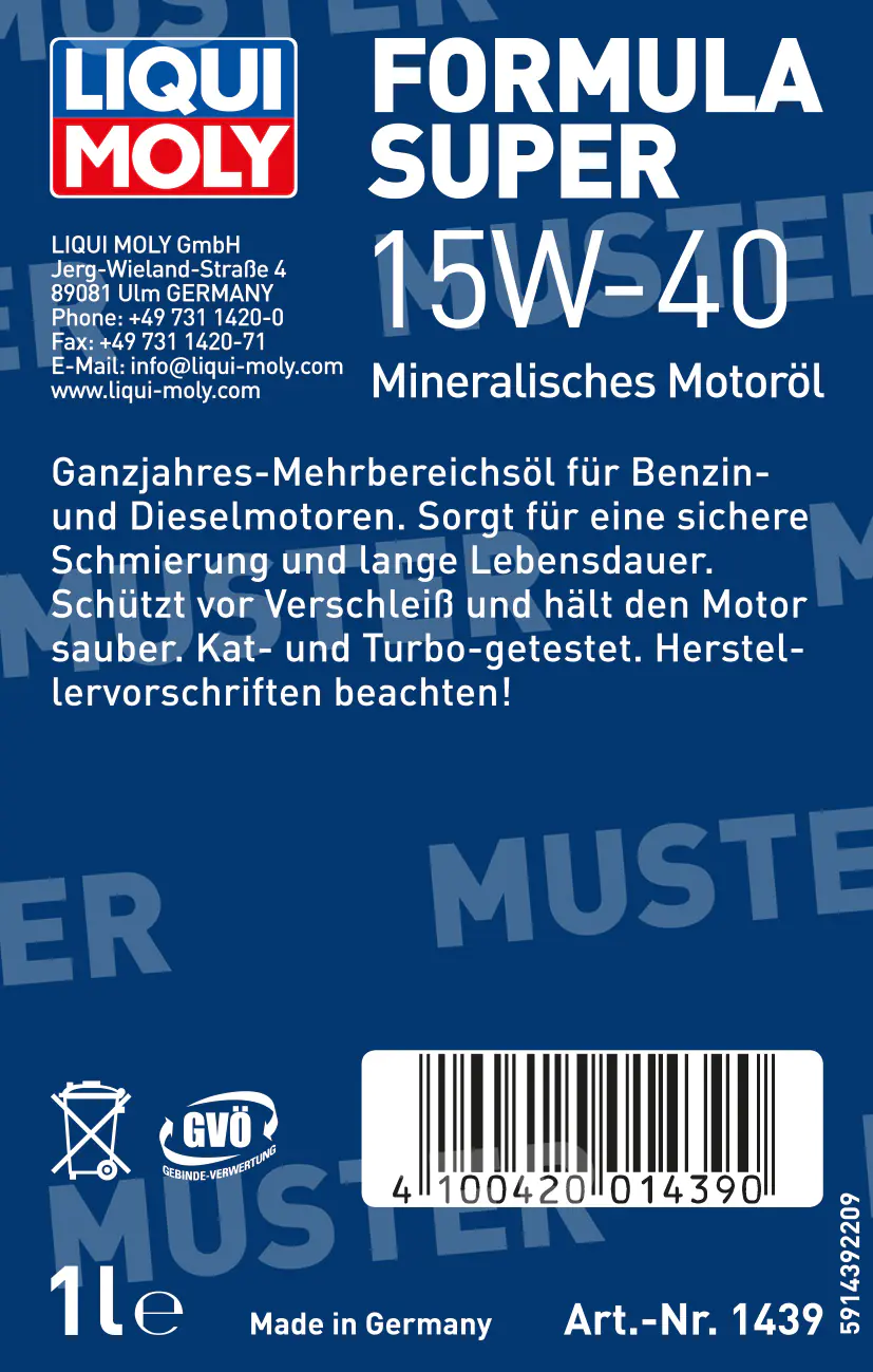 Liqui Moly Motoröl Formula Super 15W-40 1 L