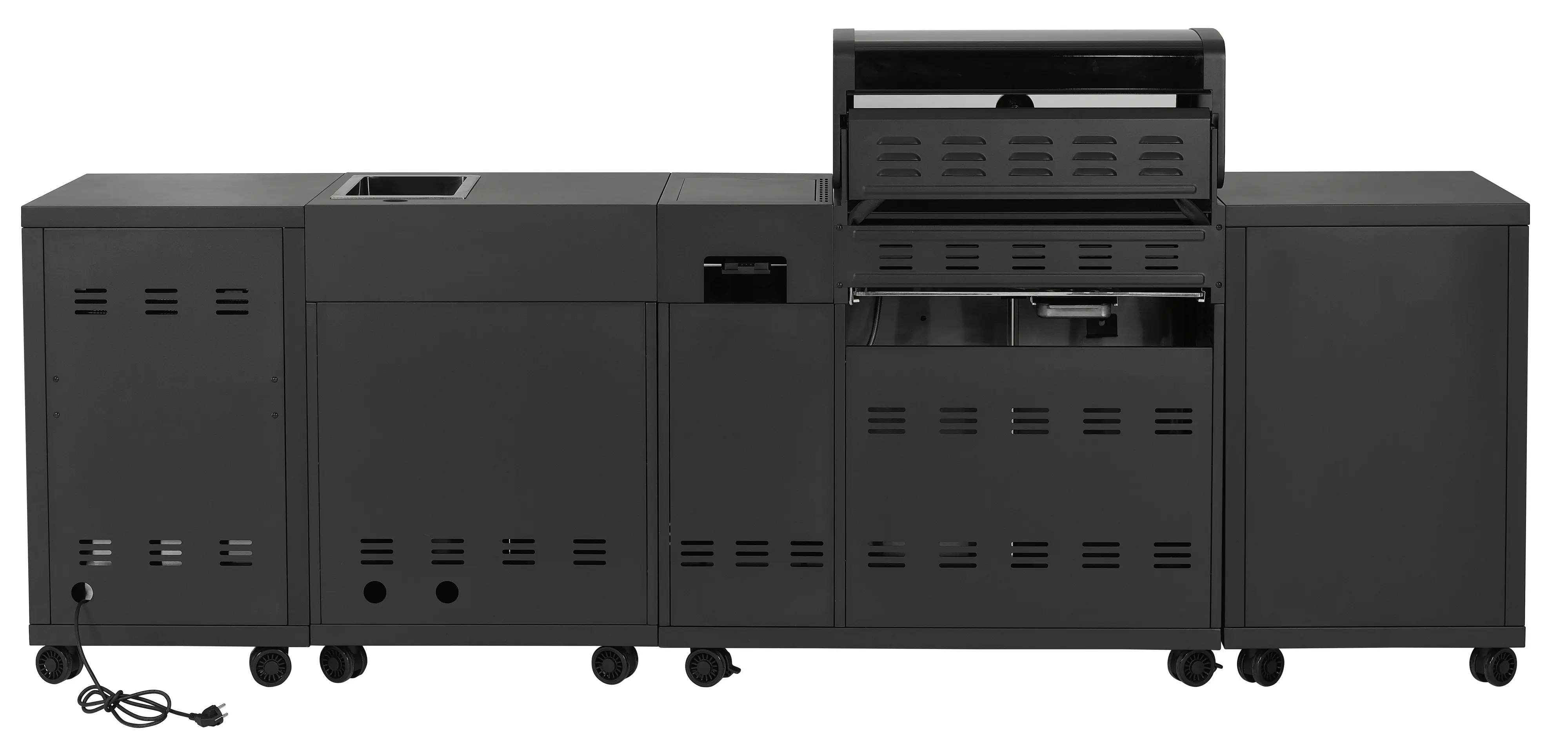 Primaster Outdoorküche Oakfield inkl. Gasgrill + Kühlschrank & Spüle 274 x 122 cm