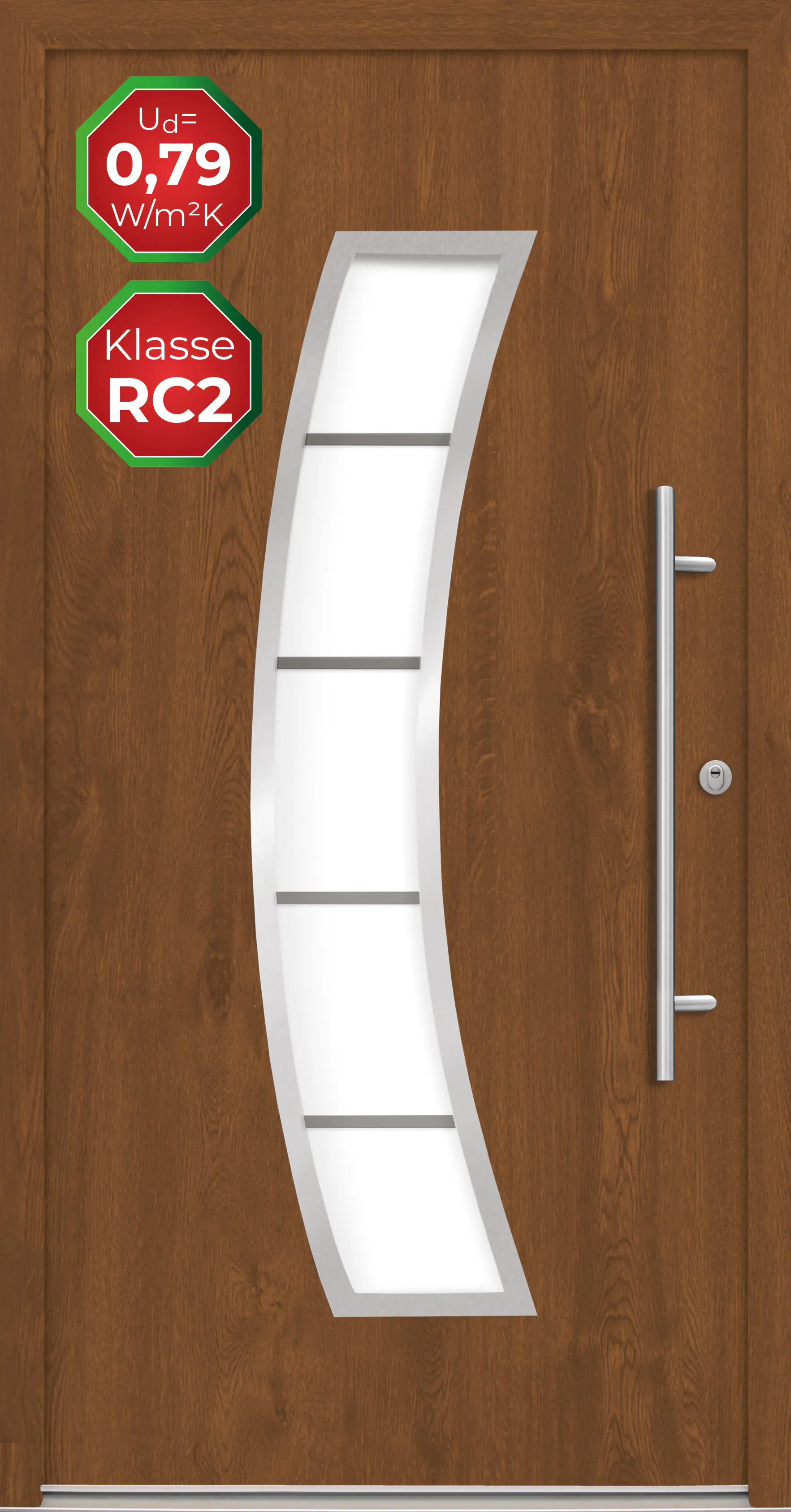 Splendoor Haustür Passivedoor Premium P14 RC2 Golden Oak DIN Rechts 100 x 210 cm