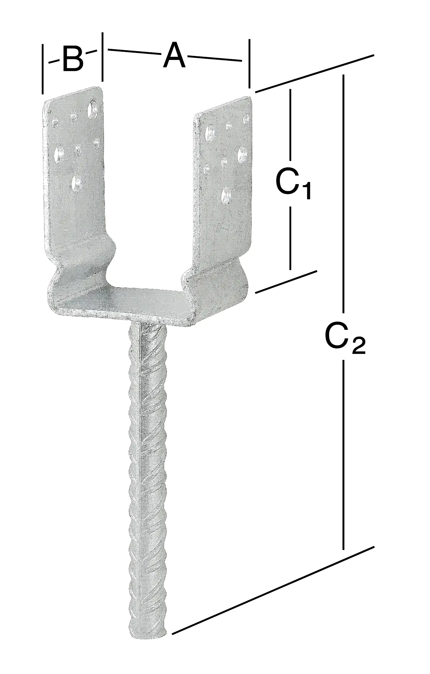 Vormann Schwere Stützenschuhe feuerverzinkt 91 x 60 x 125/325 mm