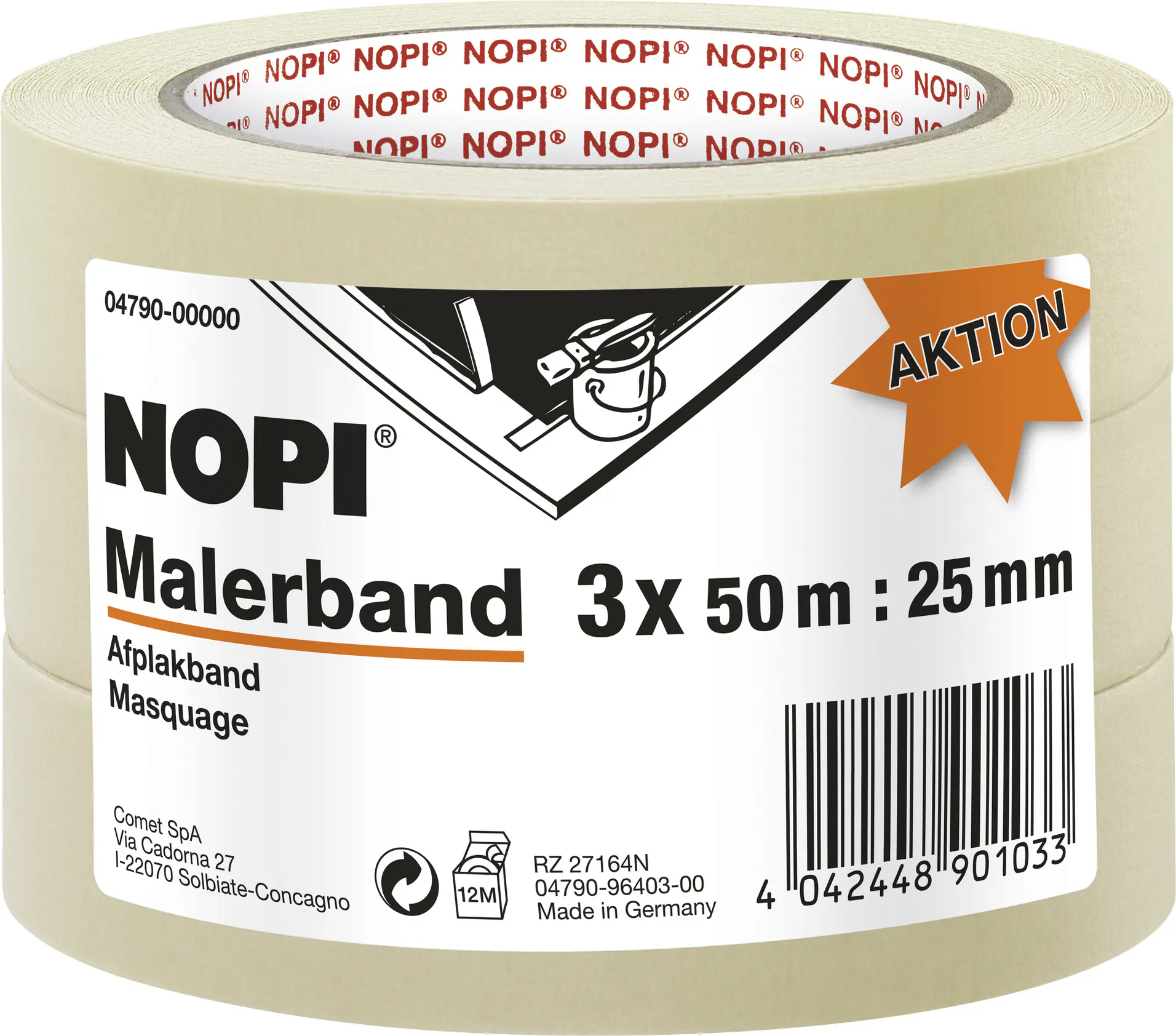 NOPI Malerband 50 m x 25 mm, 3 Stück NOPI Malerband 50 m x 25 mm, 3 Stück