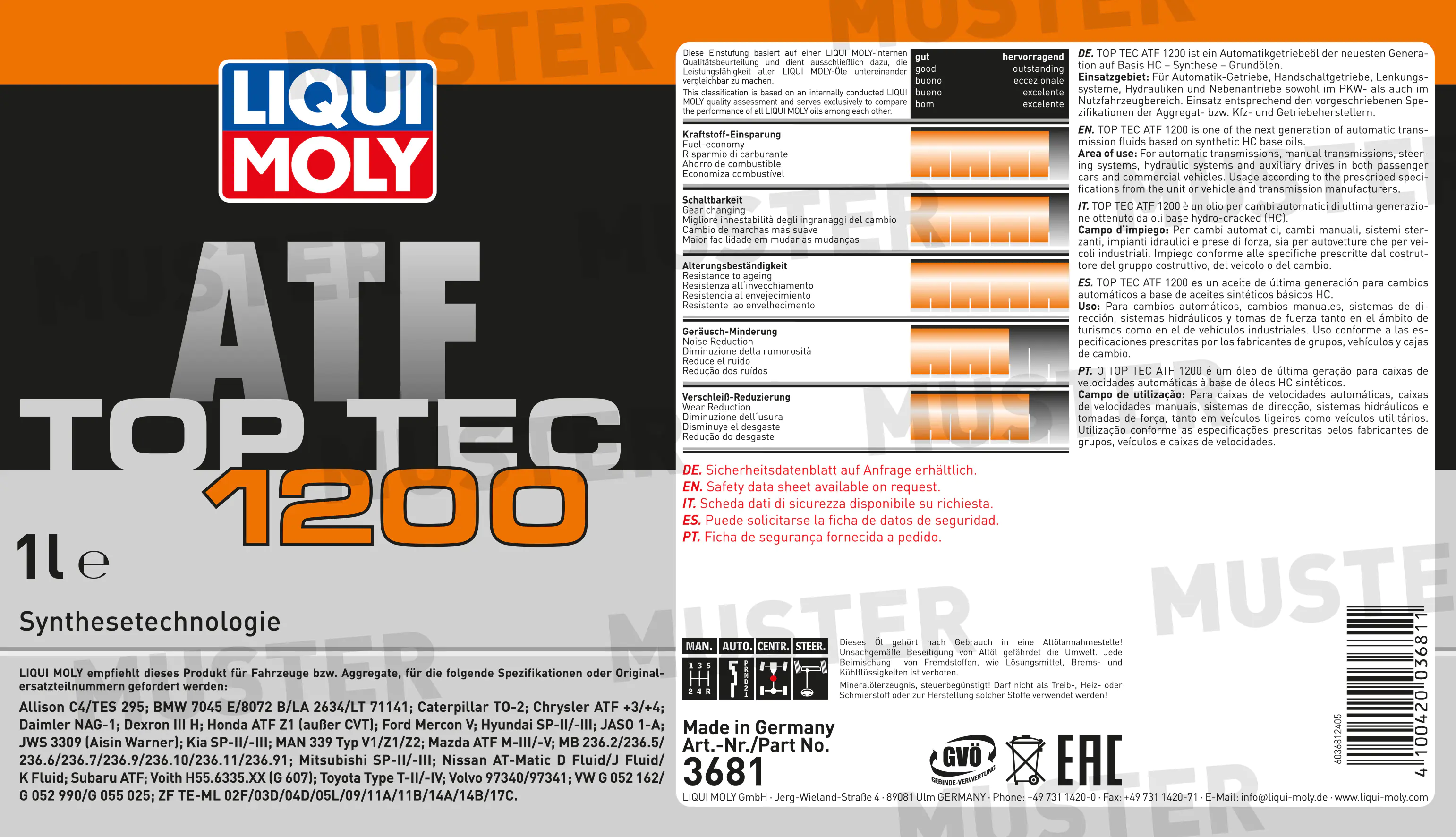Liqui Moly Getriebeöl Top Tec ATF 1200 1 L