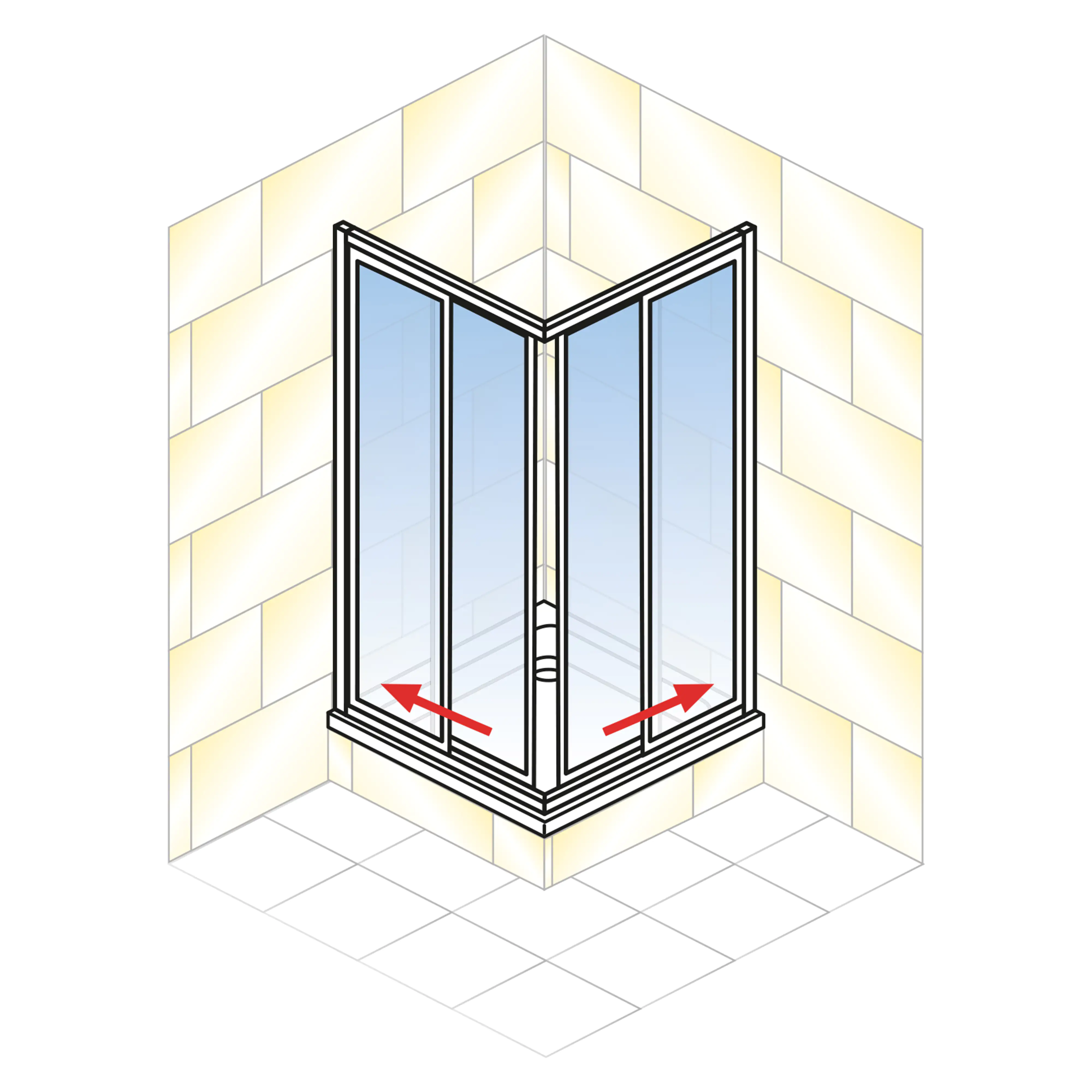 Schulte Eckeinstieg 4-tlg. 75-90 x 75-90 x 180 cm Sunny