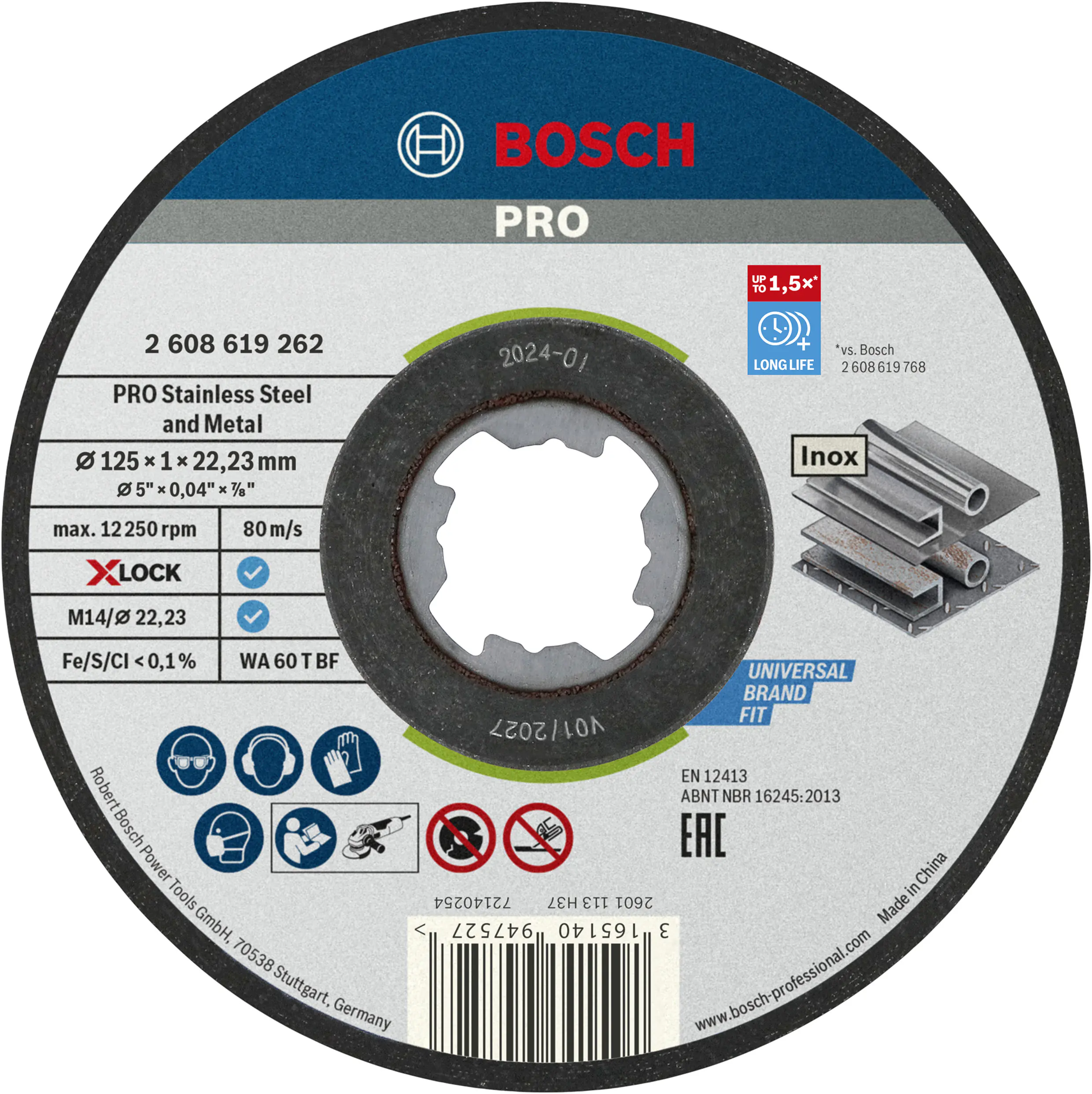 Bosch PRO X-Lock Trennscheibe Stainless Steel and Metal 125 x 22,23 x 1 mm gerade 10-teilig Bosch PRO X-Lock Trennscheibe Stainless Steel and Metal 125 x 22,23 x 1 mm gerade 10-teilig
