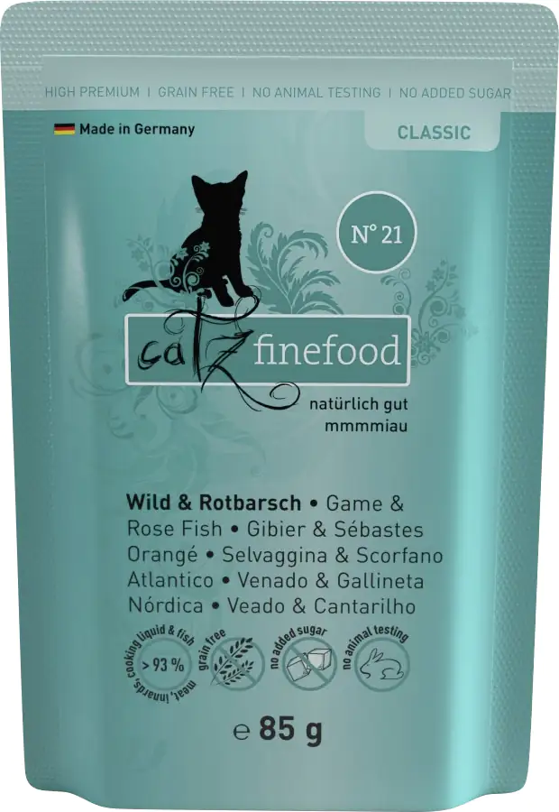 Catz Finefood Katzenfutter Classic No. 21 Wild & Rotbarsch 85 g