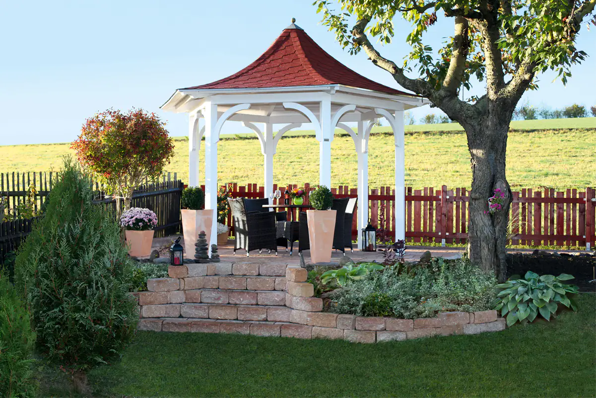 SKAN HOLZ Pavillon Versailles Leimholz, lasiert in Nussbaum