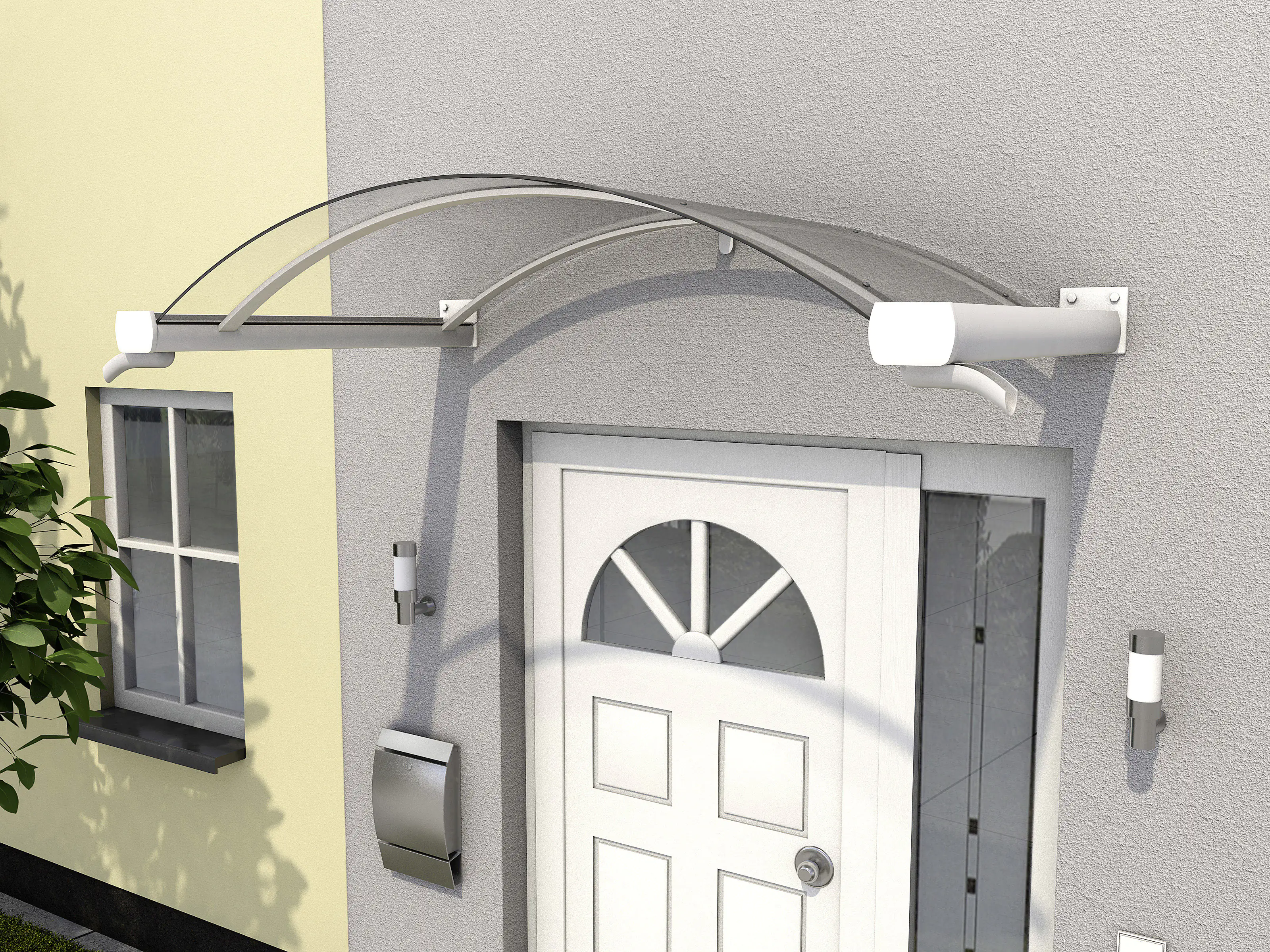 Gutta Bogenvordach BV/B 160 Aluminium weiß, Acrylglas