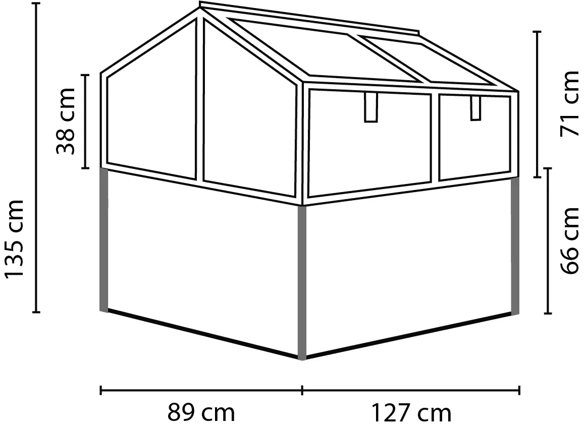 Vitavia Hochfrühbeet Zola 89 x 127 x 135 cm 3 mm Sicherheitsglas