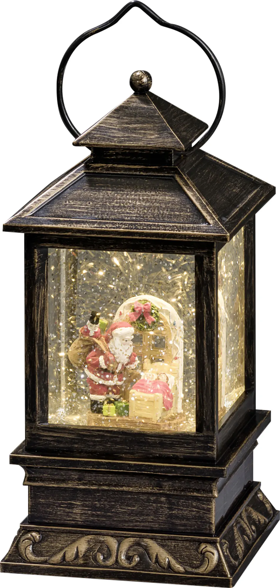 Konstsmide LED Wasserlaterne Weihnachtsmann und Kinder braun wassergefüllt