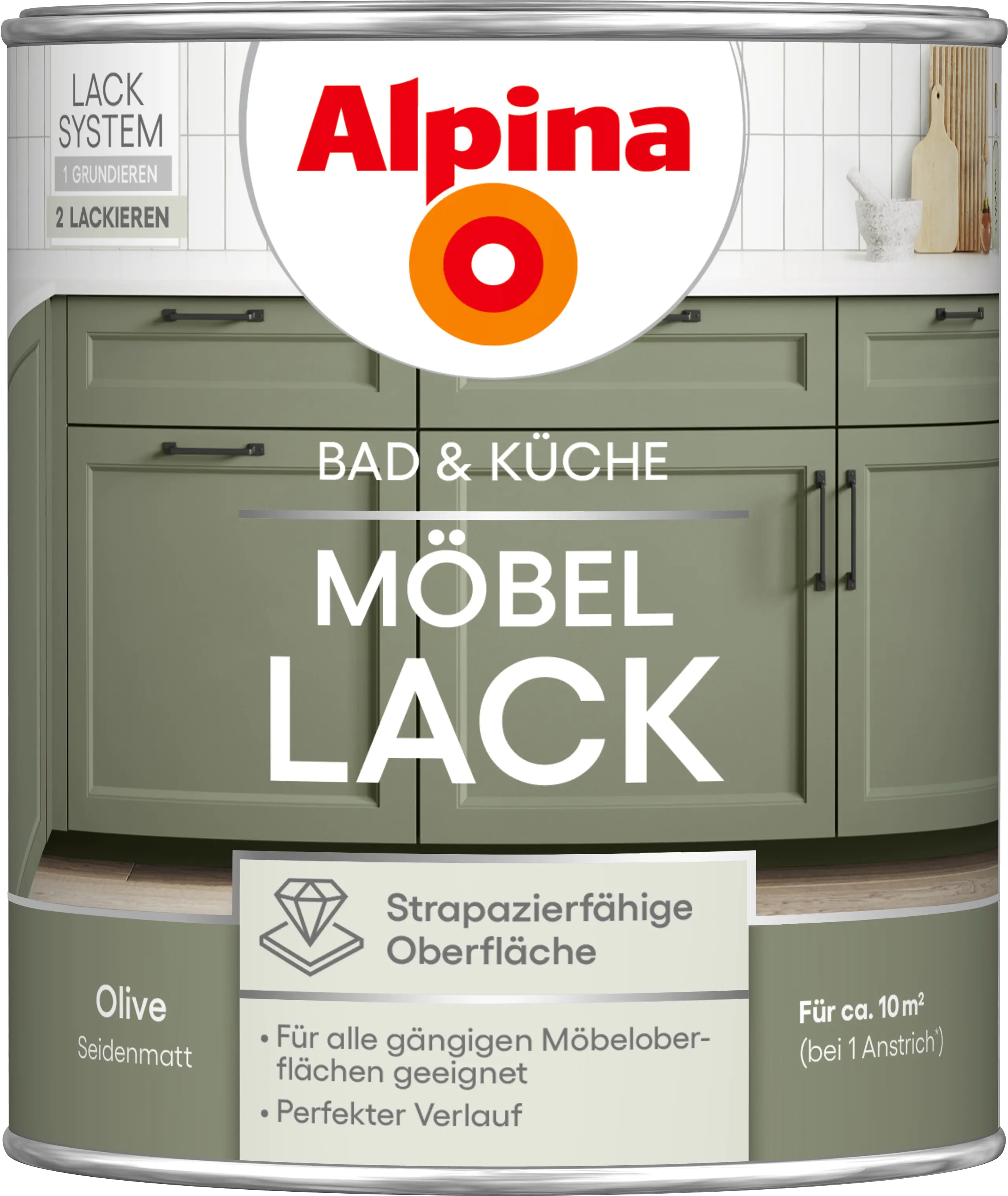 Alpina Möbellack für Küche & Badezimmer Olive 750 ml Alpina Möbellack für Küche & Badezimmer Olive 750 ml
