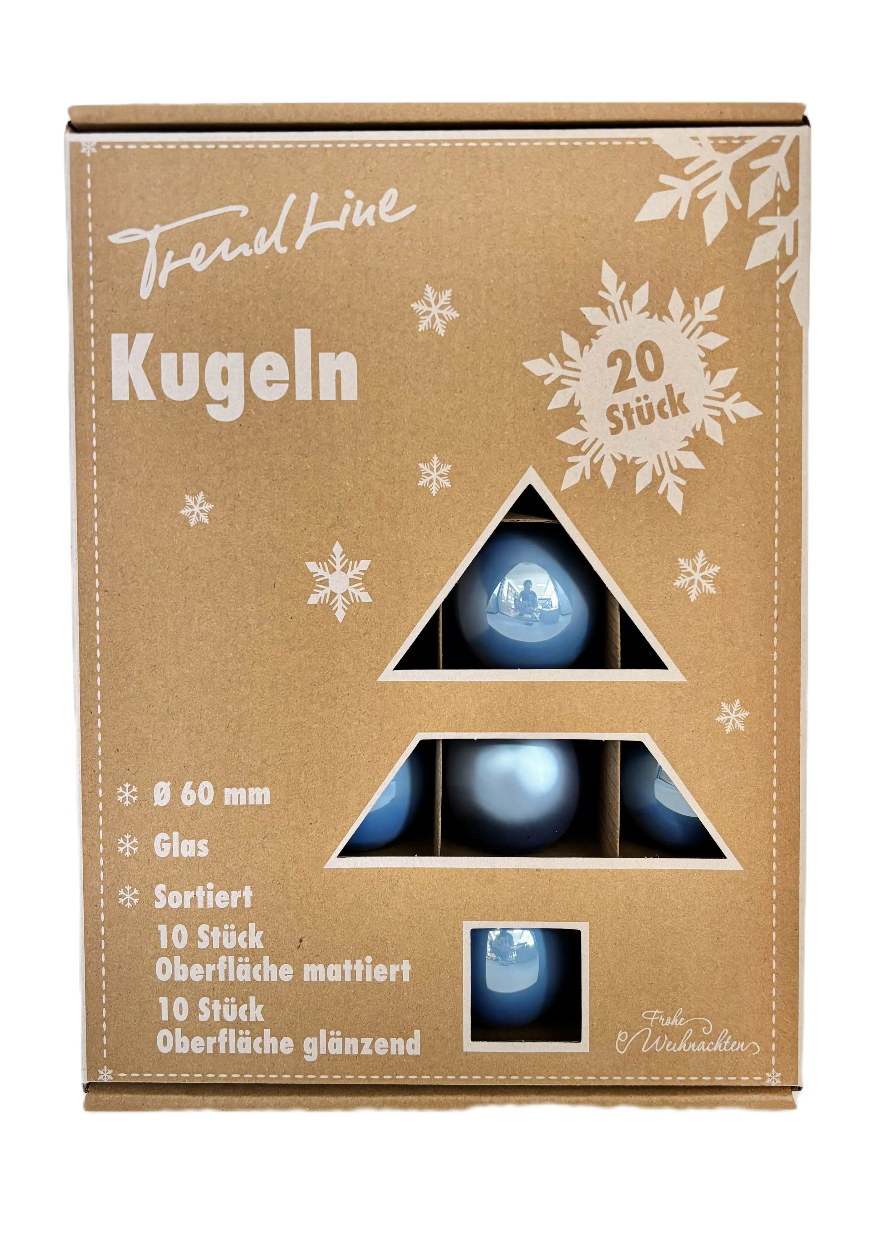 TrendLine Weihnachtskugeln aus Glas Ø 6 cm sky blue 20 Stück