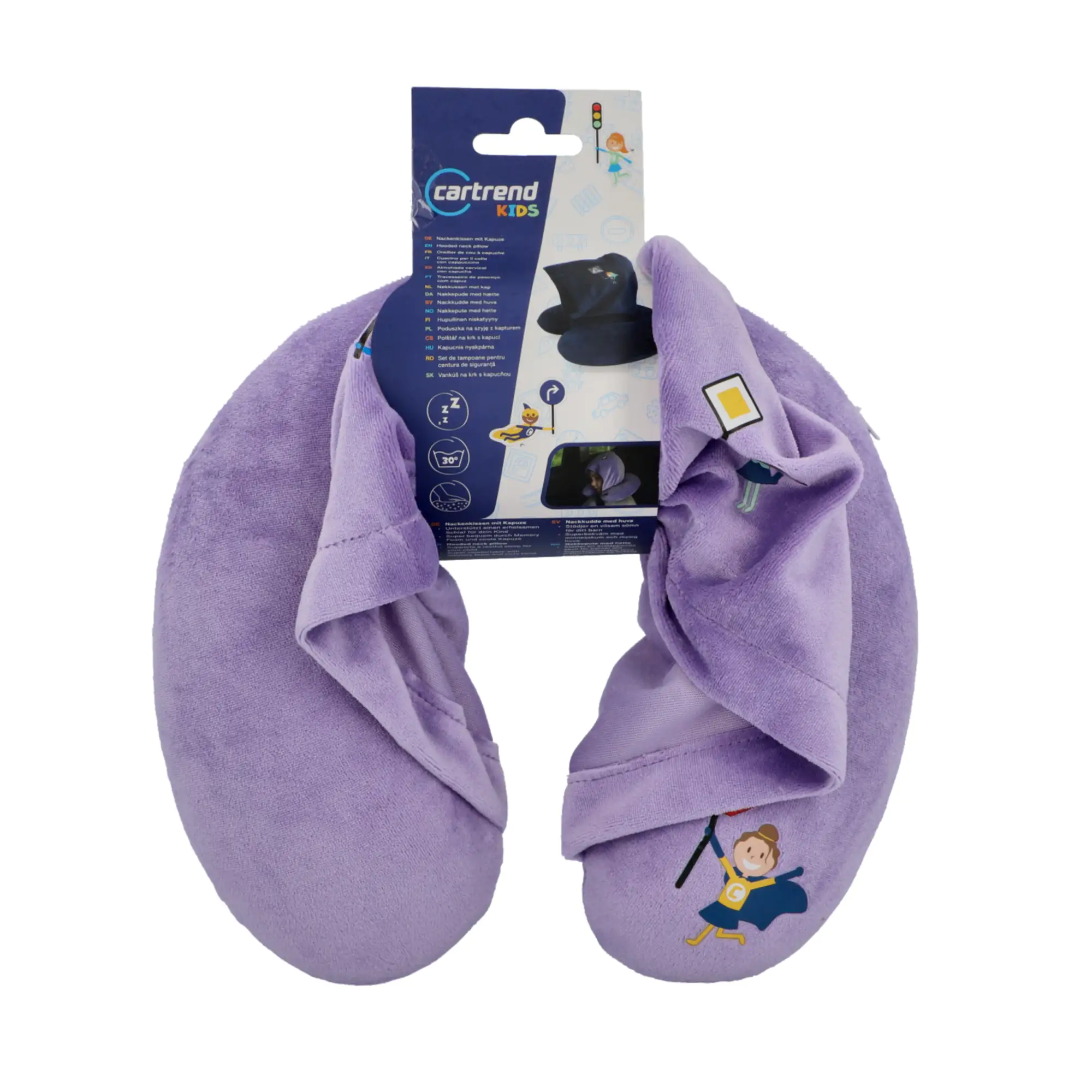 Cartrend Kids Nackenkissen mit Kapuze lila
